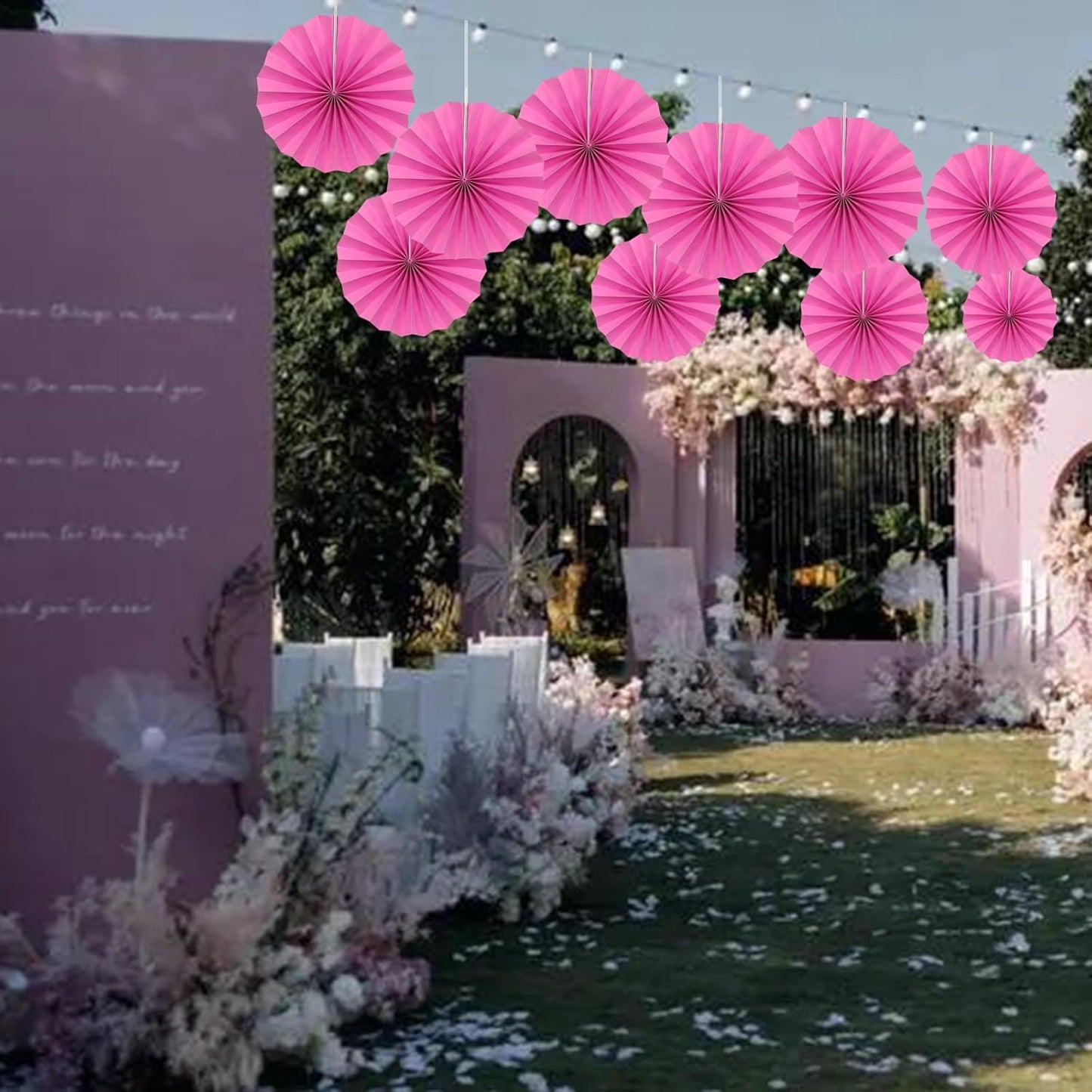 BARTHEW Red Graduation Party Decor, Girls Party Decorations, Party Supplies 8in Tissue Pom Poms, 30 Color DIY Set (Rose Red)