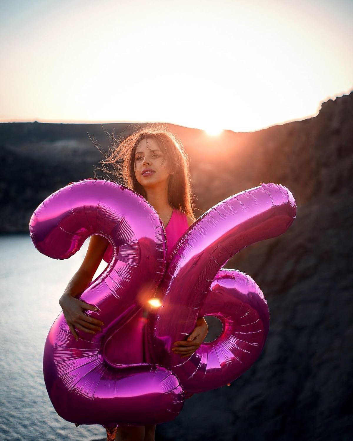 2026 Rosy Purple 40 Inch Mylar Foil Number 6 Balloon, Birthday Balloons for 6 16 Boy Girl Party Decorations Supplies,Rosy Purple Big Helium Balloon Numbers for 26 36 46 60 Men Women Anniversary