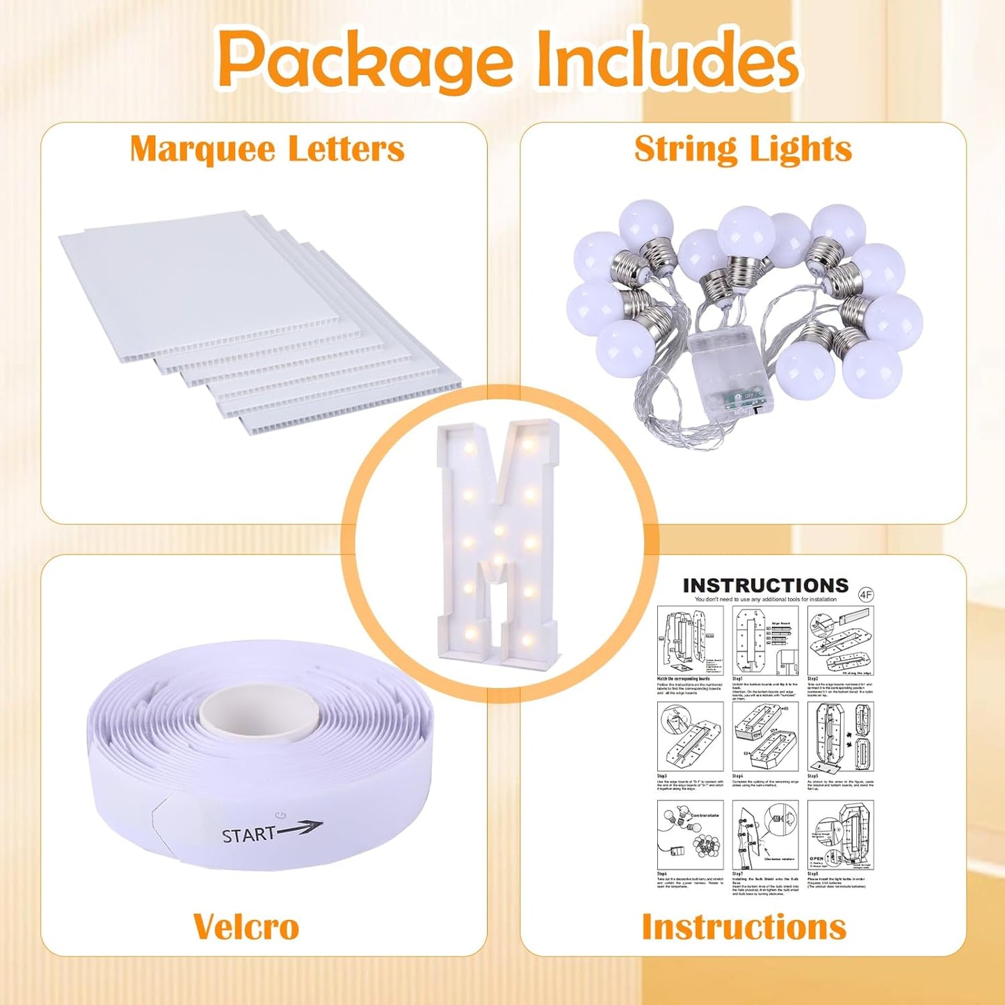 4ft Marquee Light Up Letters M, Marry Me, Large, Yellow, Plastic, 4 Feet Tall for Party Decorations (Letters M)