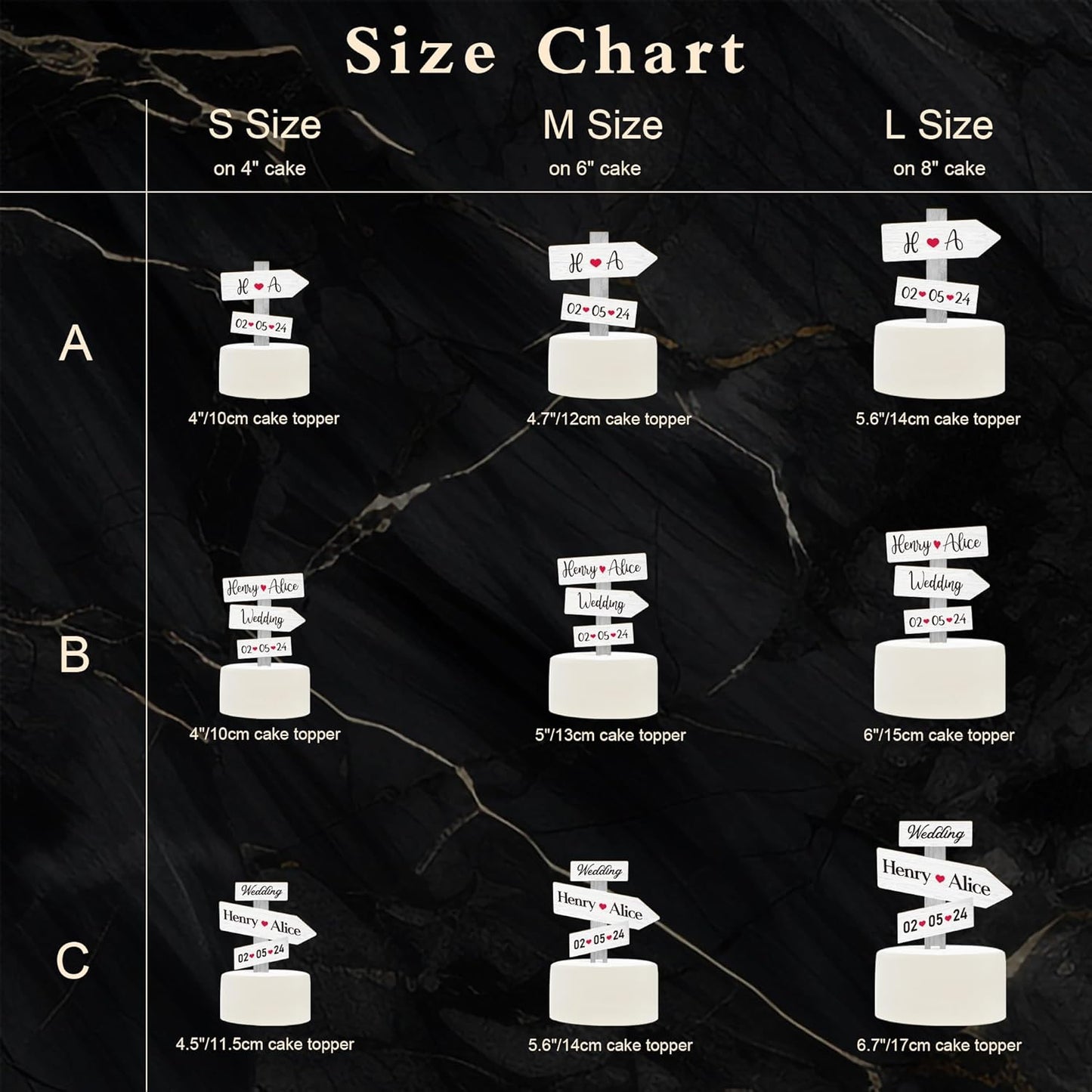 Personalized Rustic Wedding Cake Topper in Wood Custom Bride & Groom Names Initials Wedding Date Cake Decoration (Birch White)