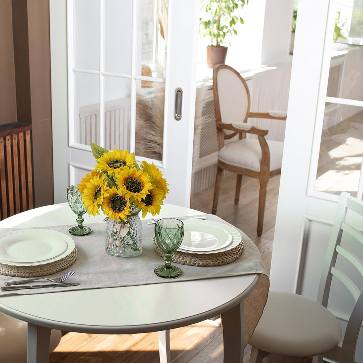 Artificial Sunflowers Flowers with Vase,Fake Flowers Bouquet for Sunflower Decor,Sunflower Kitchen Decor,Silk Flowers for Home Decor Living Room,Flower Centerpieces for Tables,Office Decor,Boho Decor