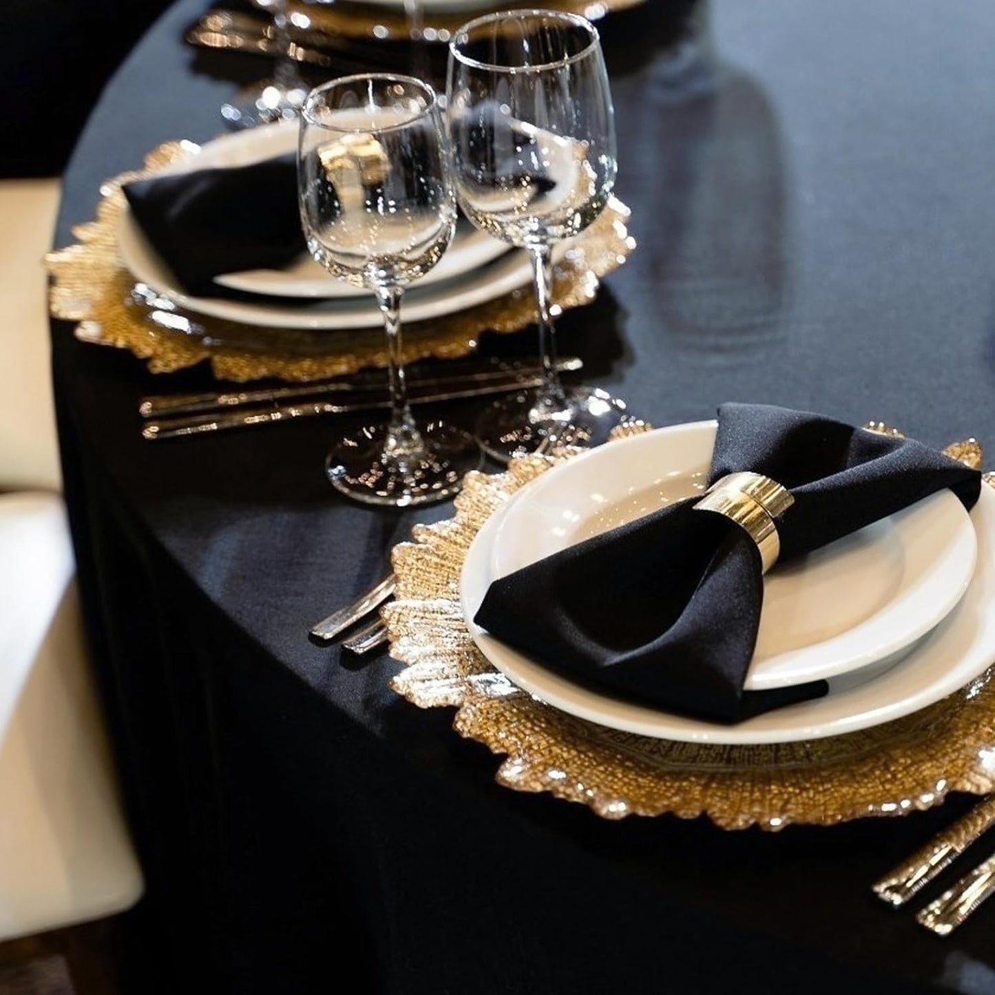 sancua 6 Pack Round Tablecloth 108 Inch Black, Stain and Wrinkle Resistant Table Cloth - Washable Polyester Table Cover for Dining Tables, Buffet Parties and Camping