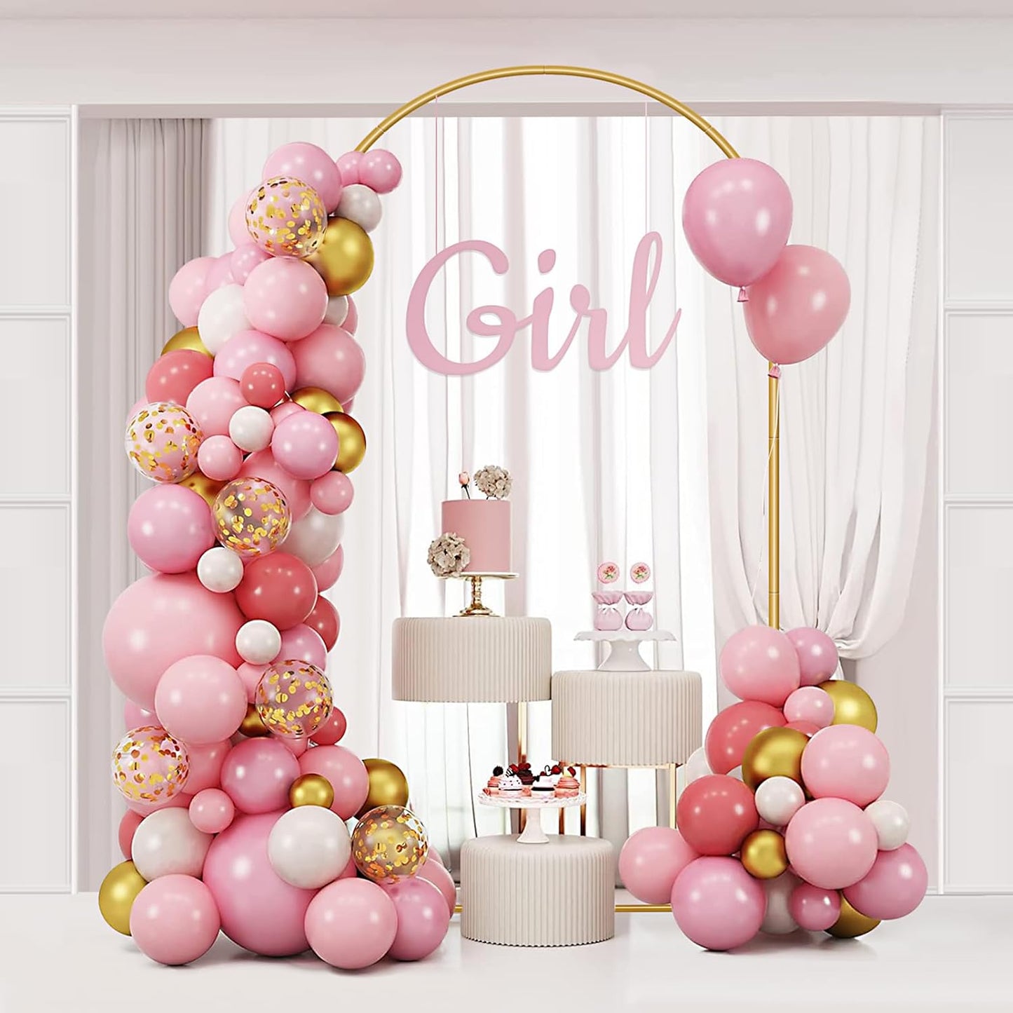 Metal Arch Backdrop Stand 7.2FT Gold Wedding Balloon Arched Backdrop Stand Square Arch Frame for Birthday Party Bridal Baby Shower Ceremony Decoration
