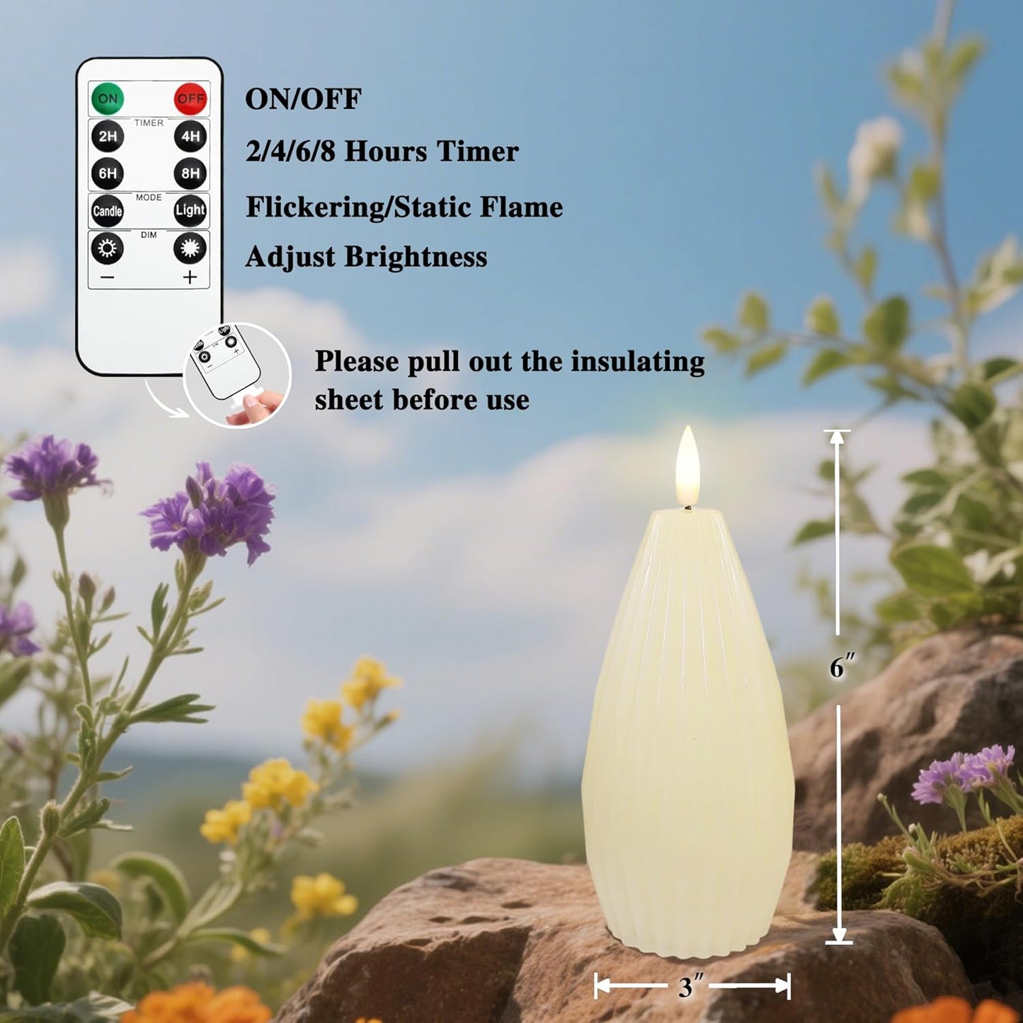 Silverstro Irregular Flameless Candles with Remote Control & Timer Function, Real Wax Flicker Battery Operated Candles for Home Party Wedding Nautical Christmas Ocean Decor - Set of 3(Ivory)