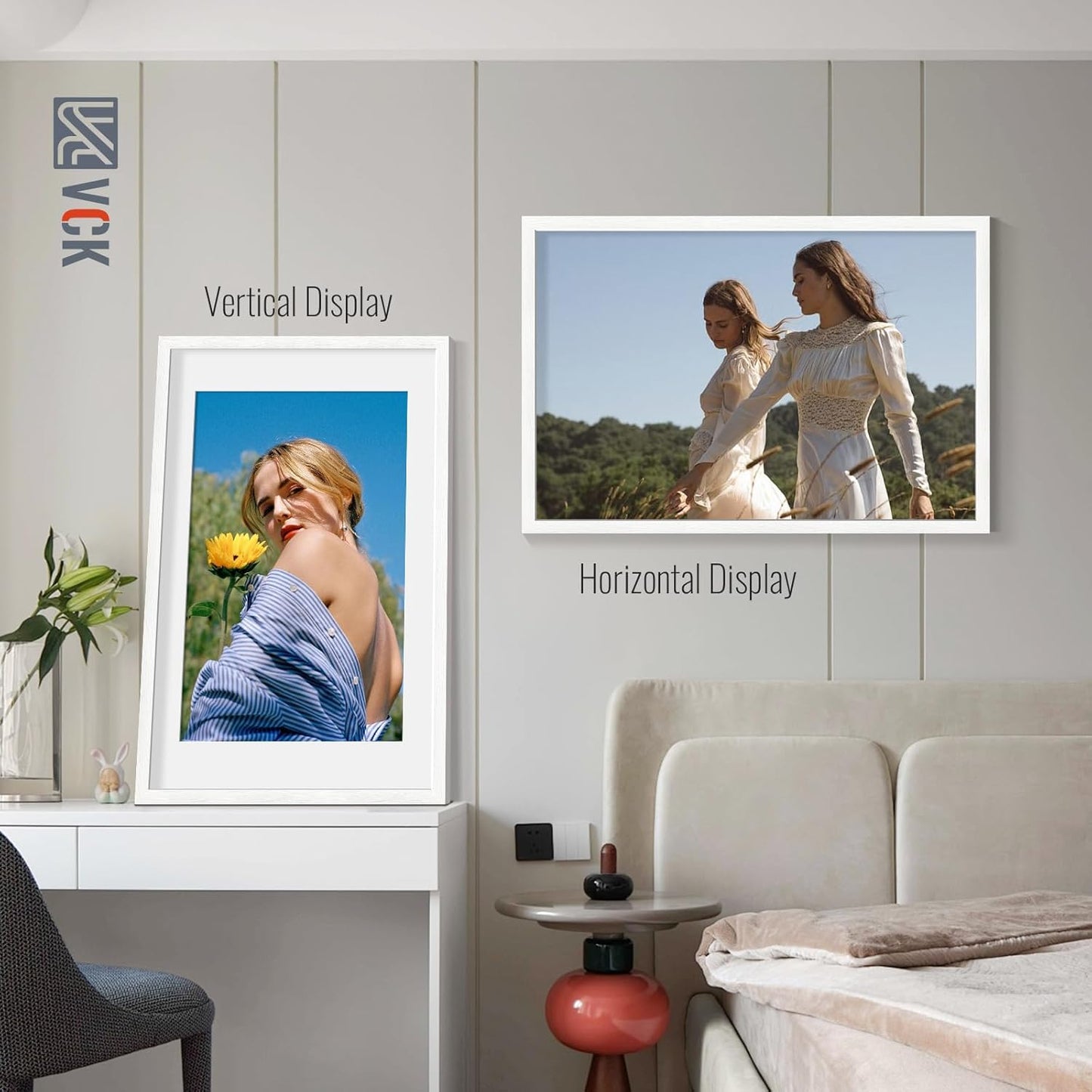 VCK 20x30 Poster Frame White - 5 Pack, Solid Wood Picture Frame | Matted to 16x24 or 20x30 without Mat | Textured Exclusive | Wall Mounting Hanging