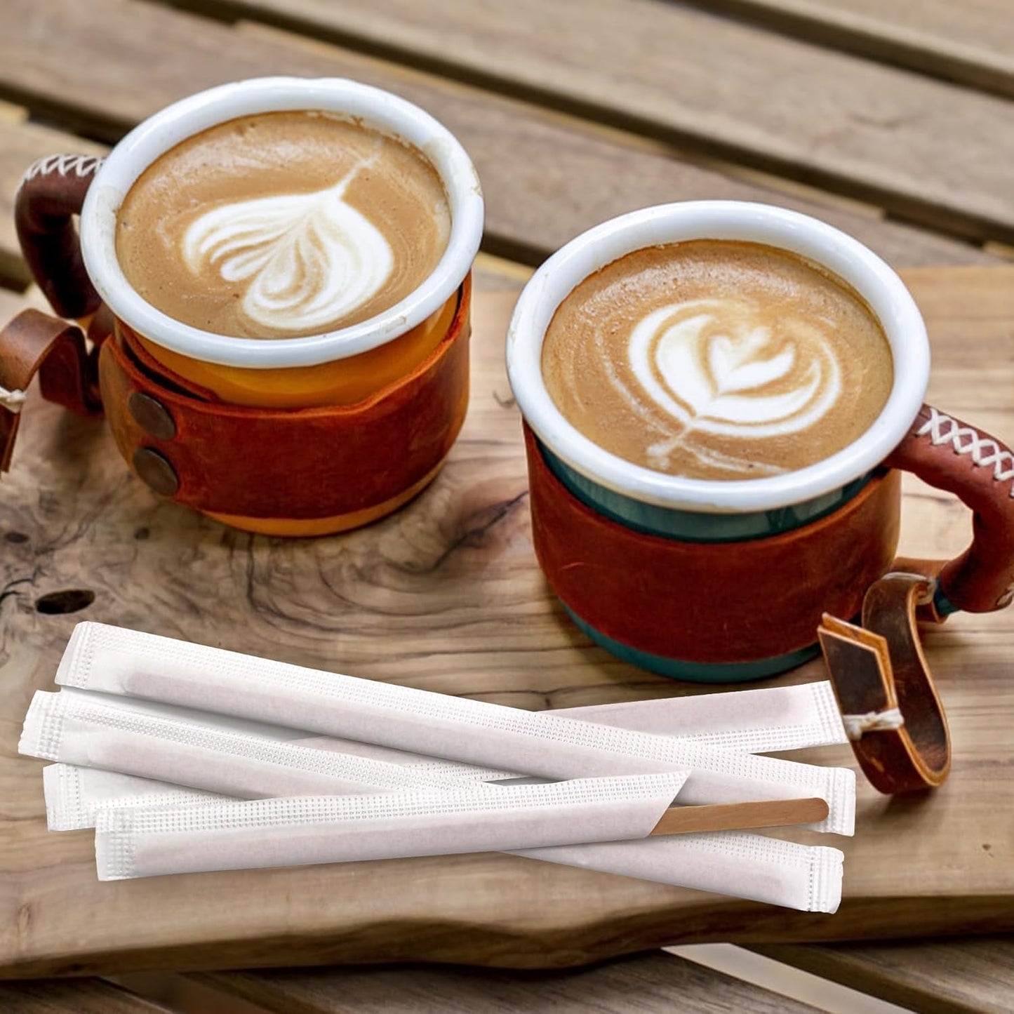 1000PCS 5.5 in Individually Wrapped in Paper Wooden Coffee Stirrers, A+++Level Smooth Rounded Edges Wood Sticks for Daily Use or Other DIY Craft Design (1000pcs)