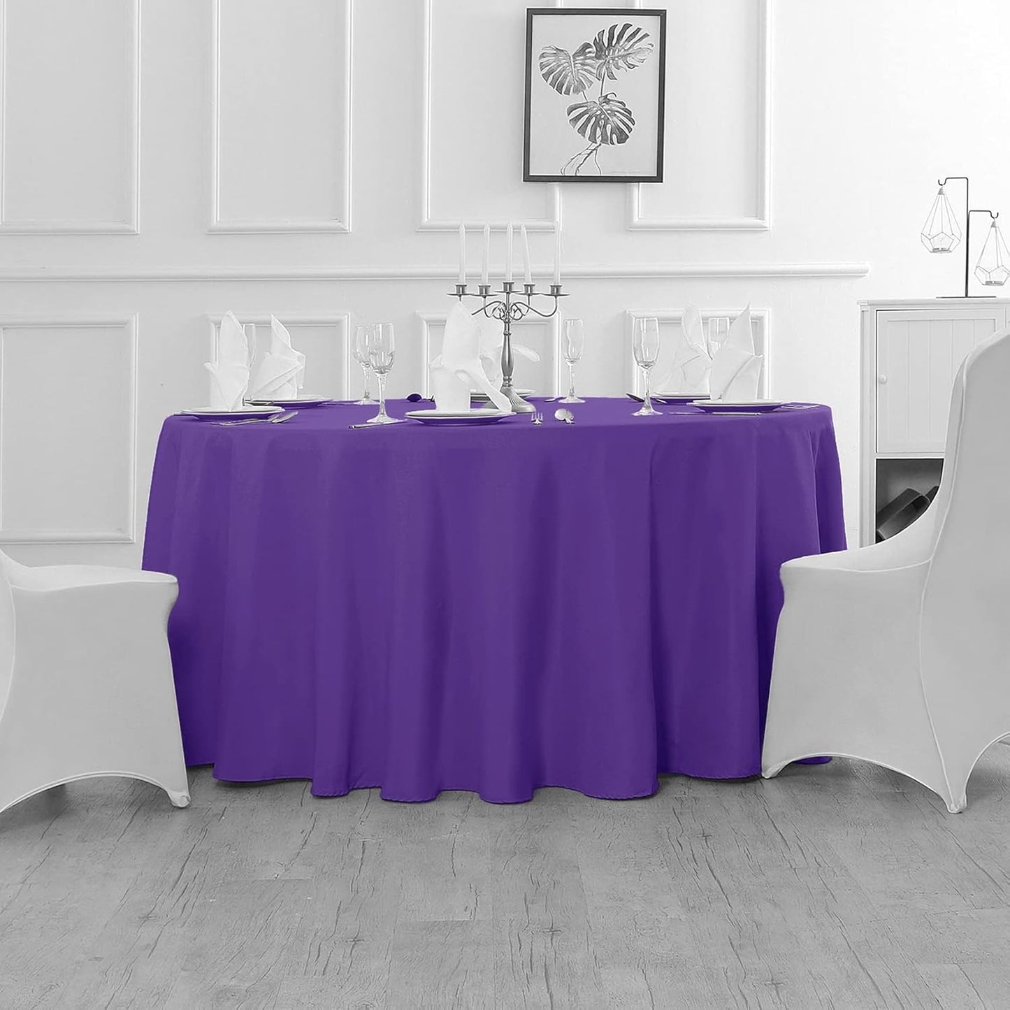 60 inch Round Tablecloth Washable Polyester Table Cloth Decorative Table Cover for Wedding Party Dining Banquet(60 inch,Purple)