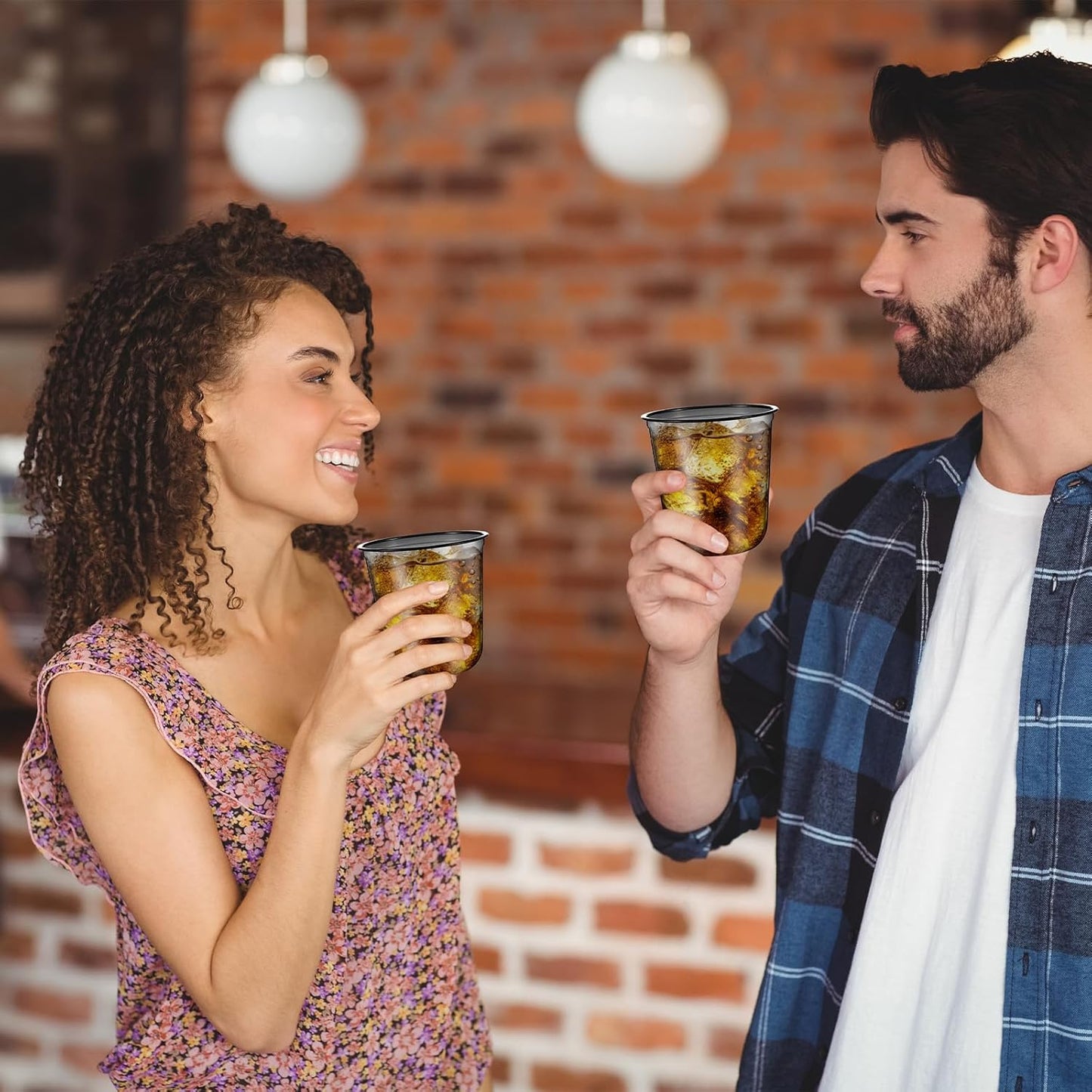 Disposable Stemless Glasses 12oz Crystal Plastic Wine Glasses Clear Classic Pet Cup for Meeting Weddings Birthdays Cocktail Christmas Party Supplies(Black,50pcs)