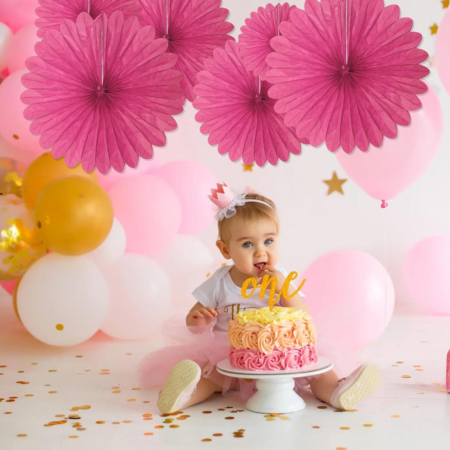 20 Pcs Fuchsia Hanging Paper Fan, Round Paper Fans Decorations Set for Weddings, Birthdays, Engagement, Bridal Shower, Baby Shower Event, Graduation, Party Supplies Decor