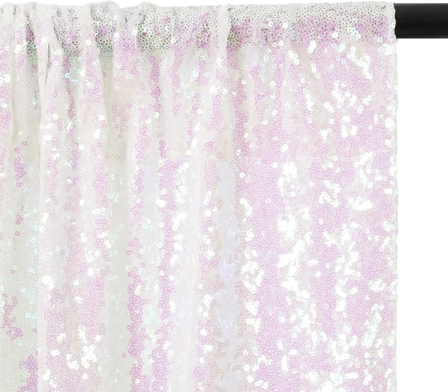 Eternal Beauty White Iridescent Sequin Backdrop, 8x8 Ft Glitter Background Curtains for Shimmer Photography Party Wedding Birthday Back Drop Decor