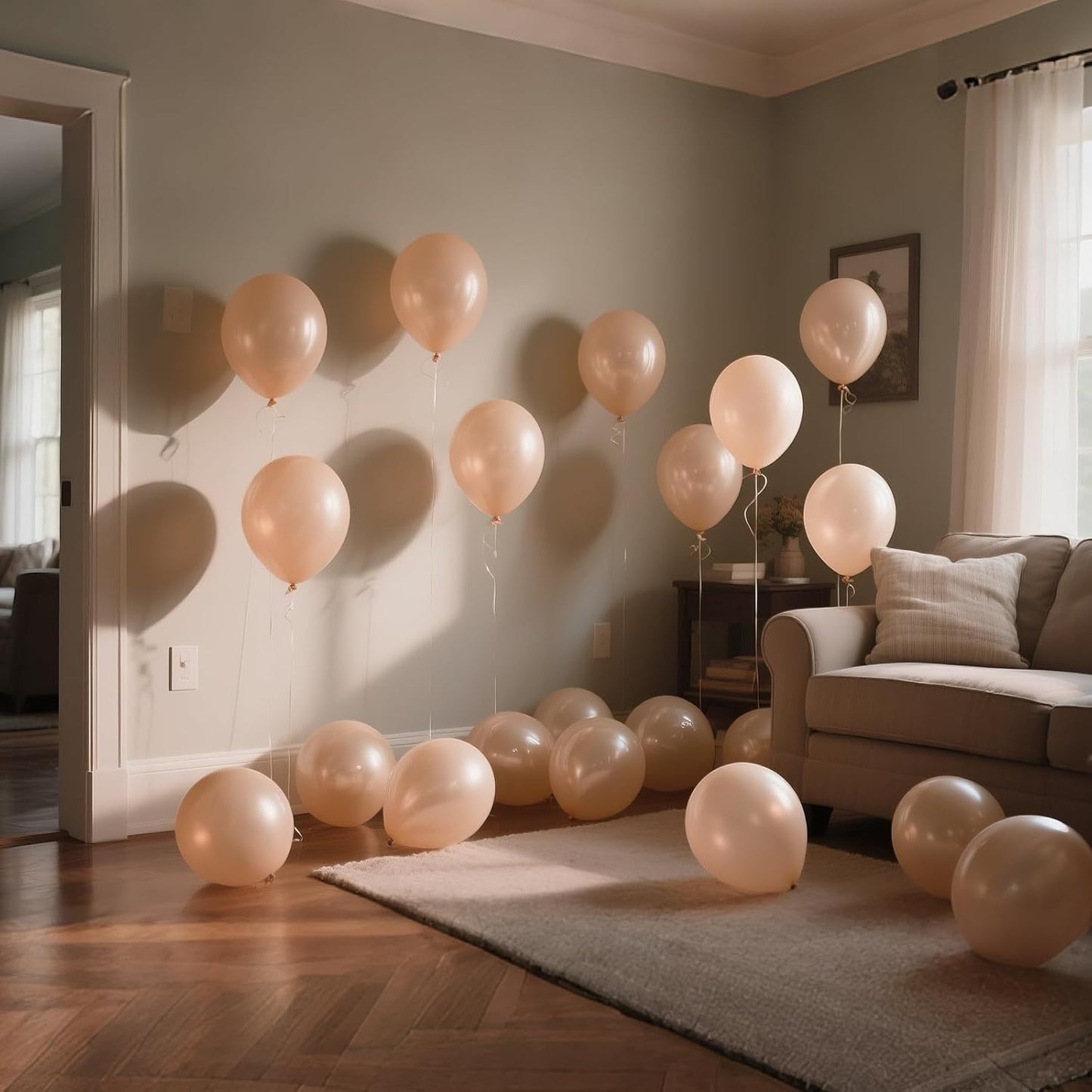 110pcs Nude Balloon 12 inch, Beige Latex Balloons for Birthday Party Baby Shower Wedding(with 2 Ribbons).