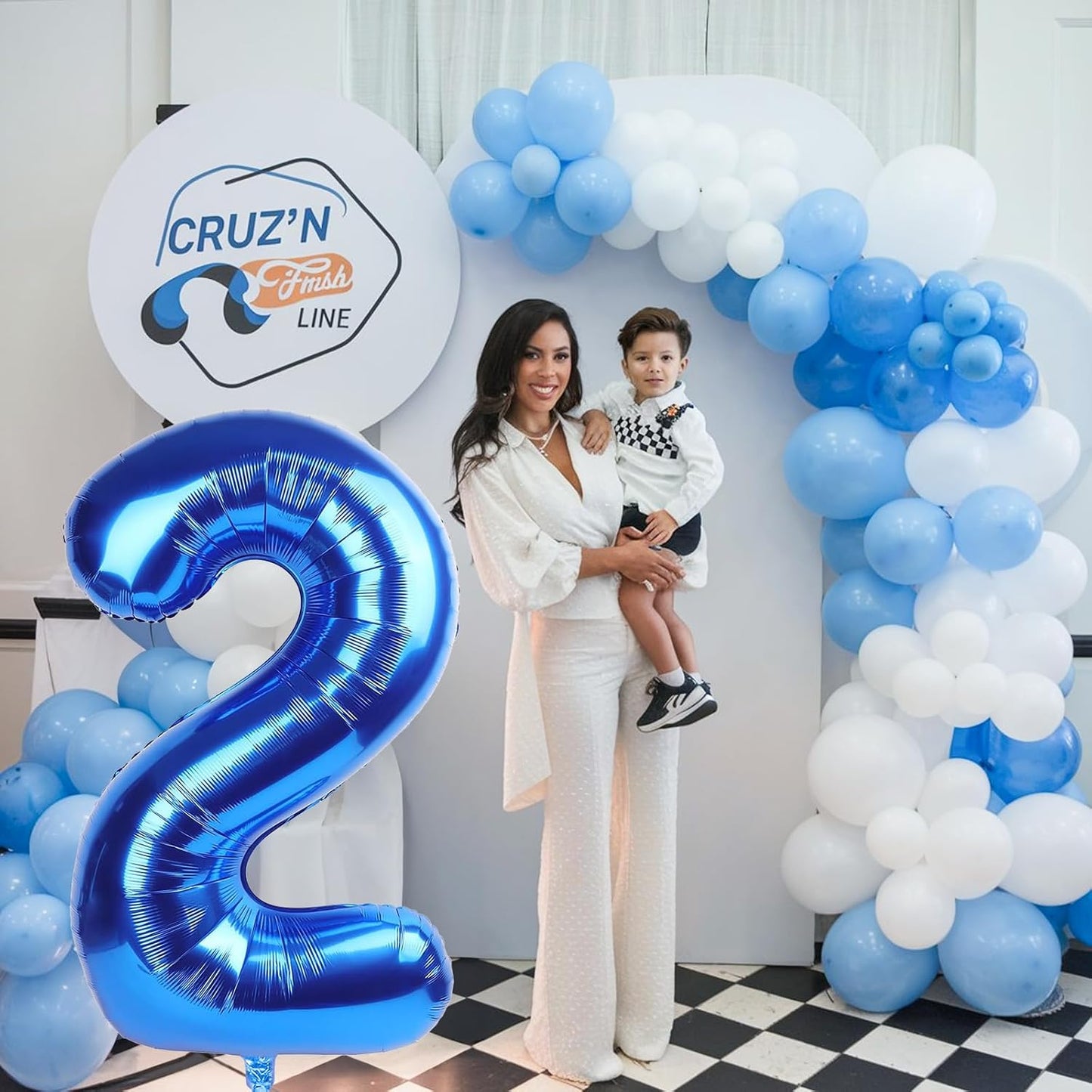 40 Inch Balloon Number 2 Navy Blue, Large Foil Dark Royal Blue Number Balloons Set 0-9, Self Inflating Digital 2 Helium Balloons for Boys 2nd Birthday Anniversary Baby Shower Party Decorations