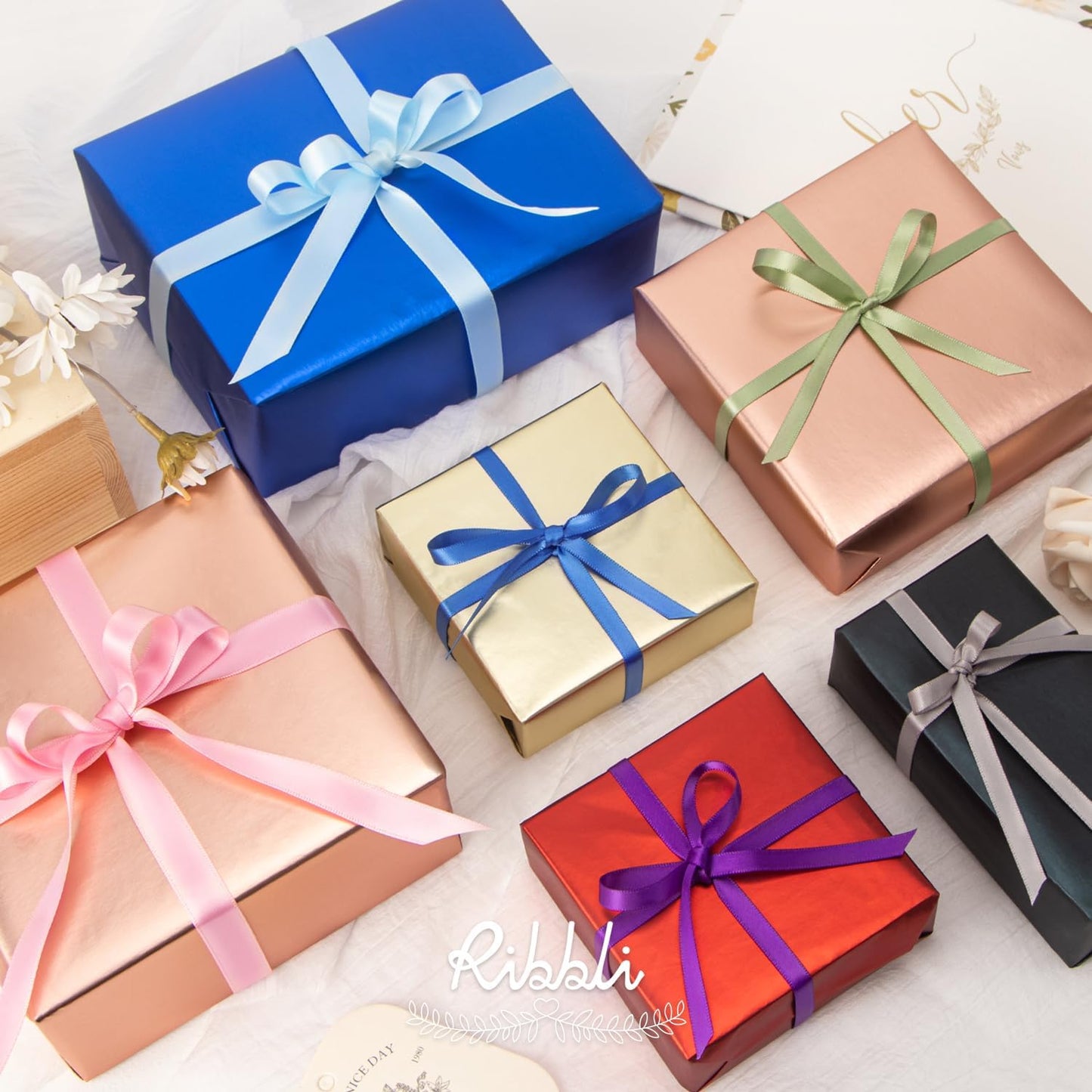 Ribbli Dusty Sage Satin Ribbon Double Faced Satin 1/4 Inch x Continuous 25 Yards-Sage Green Ribbon for Gift Wrapping Crafts Wedding Decoration Bows Bouquet Floral Arrangement