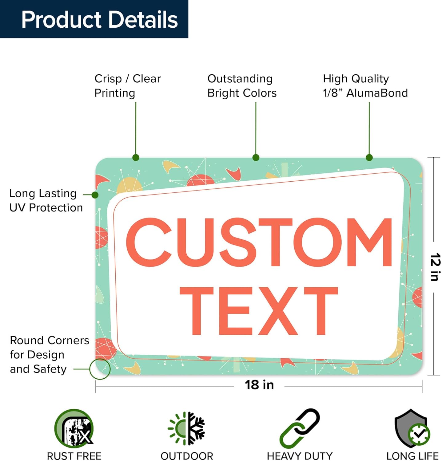 Custom Sign, Custom Street Sign, 11 Font Colors, 13 Font Styles, 4 Hole Options, 22 Sizes, 12x18 Inches, Rust Free DiBound, Fade Resistant, Made in USA by My Sign Center (Mid-Century Modern 2)