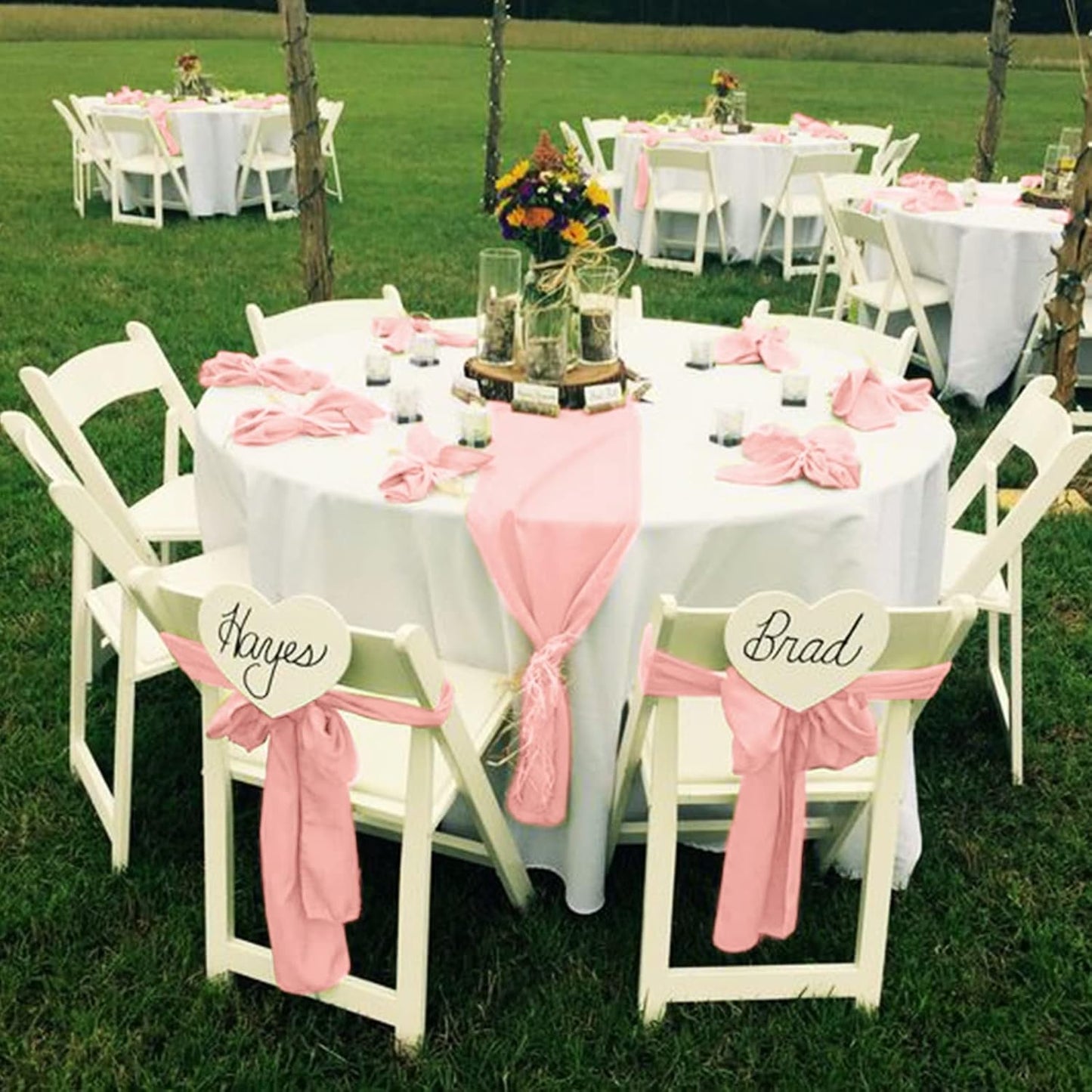 fani 60 PCS Satin Chair Sashes Bows Universal Chair Cover for Wedding Reception Restaurant Banquet,Party,Hotel Event Decorations (7 x 108 inch), Rose Gold