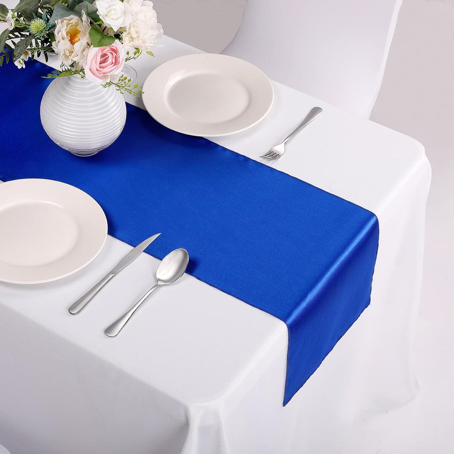 15-Pack Satin Table Runner Royal Blue 12 x 108 inches Long, Table Runners for Wedding, Birthday Parties, Banquets Decorations(15 Pack, 12x108 Inch, Royal Blue