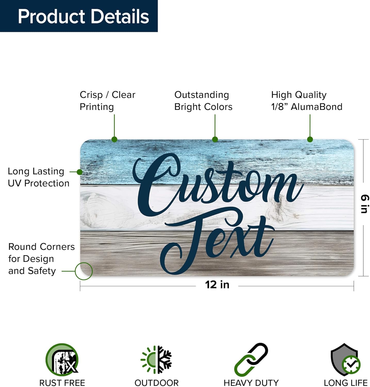 Custom Sign, Custom Street Sign, 11 Font Colors, 13 Font Styles, 4 Hole Options, 22 Sizes, 6x12 Inches, Rust Free DiBound, Fade Resistant, Made in USA by My Sign Center (Coastal)