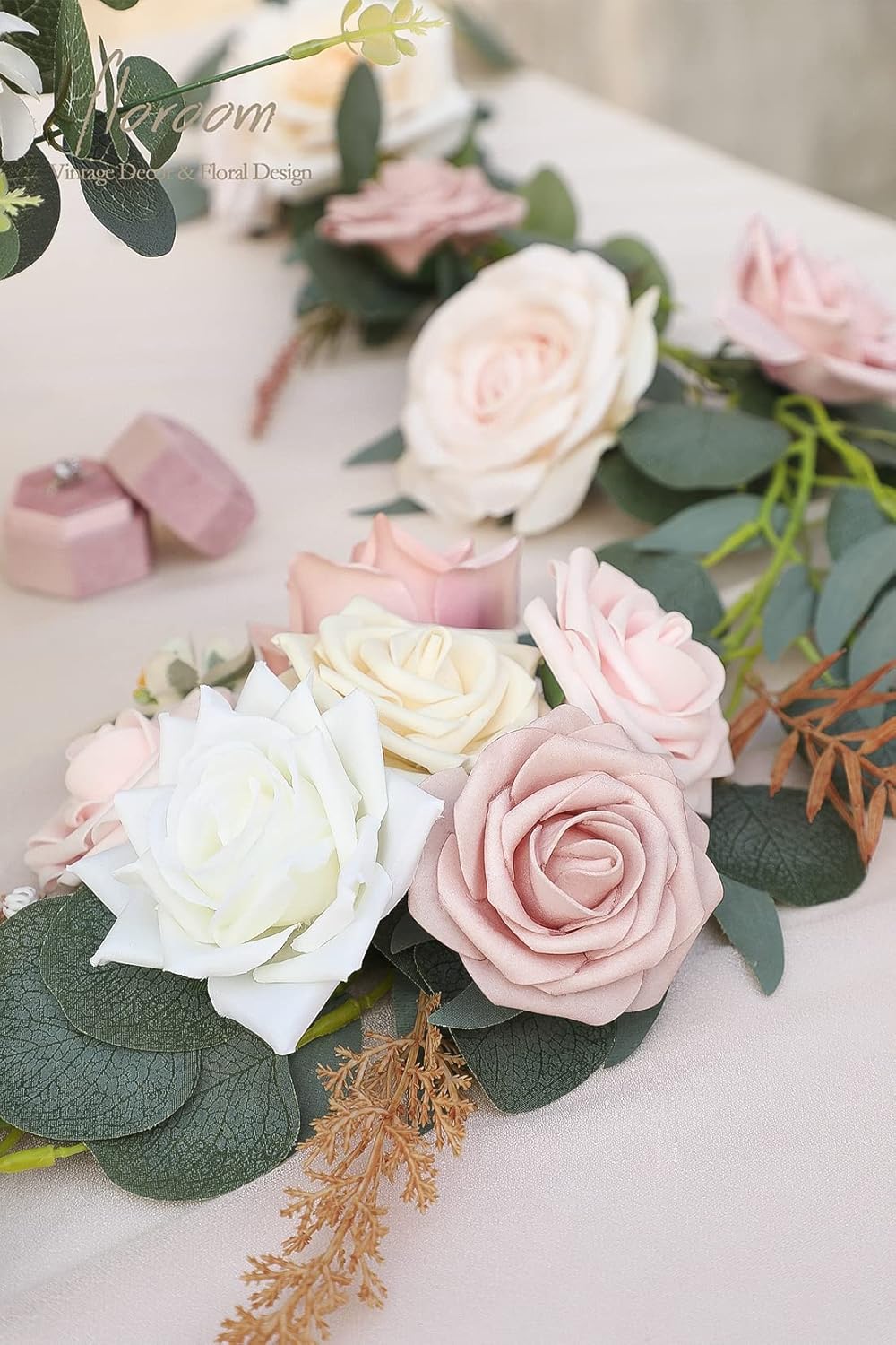 Floroom Artificial Flowers 25pcs Real Looking Shabby Blush Foam Fake Roses with Stems for DIY Wedding Bouquets Bridal Shower Centerpieces Floral Arrangements Party Tables Home Decorations