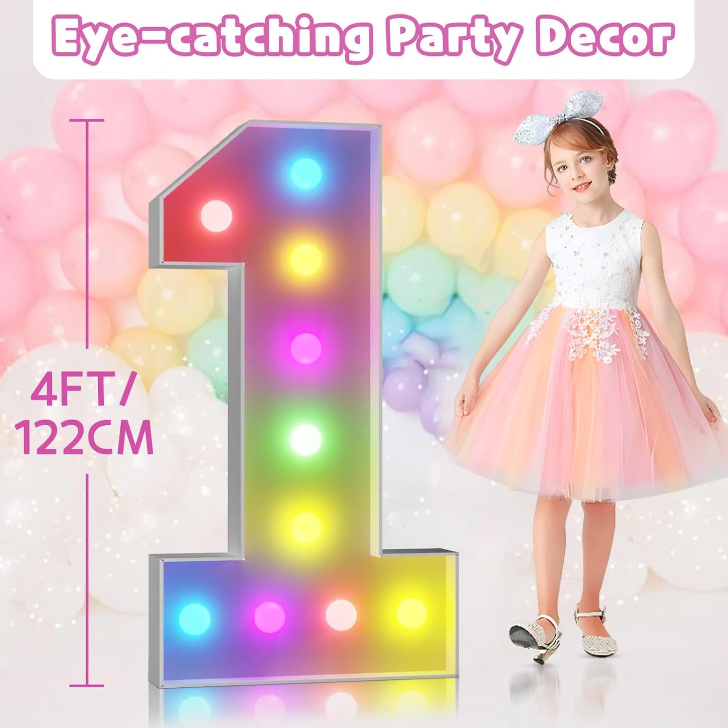 Marquee Numbers 15th-Birthday Decoration: Colorful 4FT Large Light Up Quinceanera Birthday Decorations Anniversary Backdrop for Boys Girls Cardboard Sign 18 Colors Number 15 Mosaic Balloon Frame