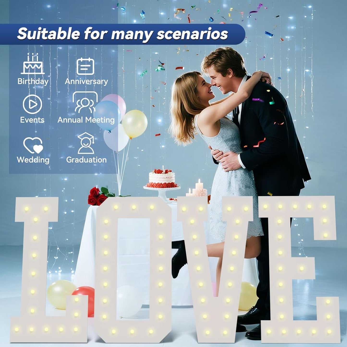 4FT Marquee Light Up Letters - Large Marquee Letters 4 Feet Tall for Birthday Party Decorations, Big Letter for Wedding Event Marry Me Baby Shower Bridal Shower, Letter O