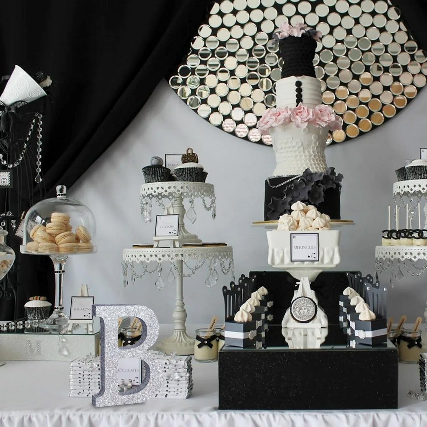 TONIFUL 8 Inch Silver Glitter Letter B Table Centerpiece A-Z Silver Birthday Party Decorations,Silver Alphabet B for Birthday,Chrismas,Graduation,Bridal Shower,Wedding,Anniversary Party Supplies