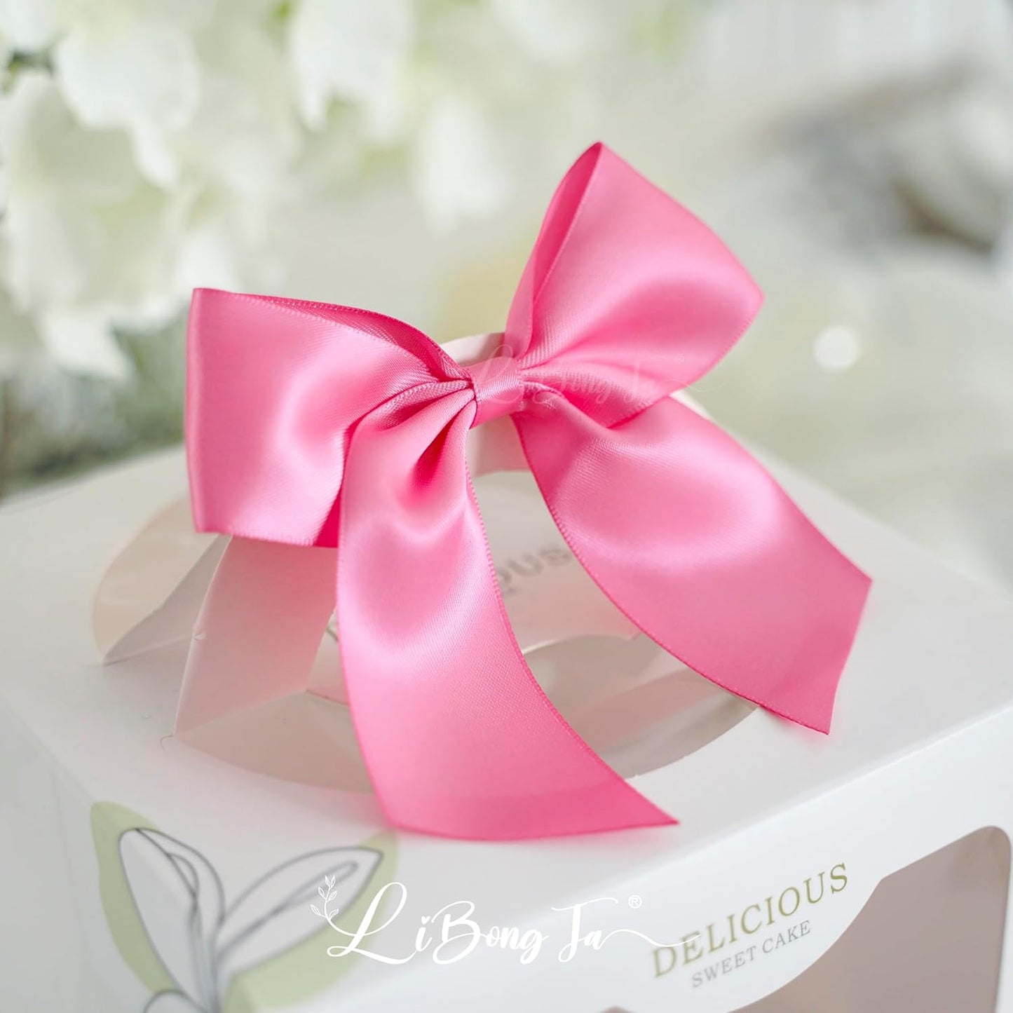 4.5" Satin Ribbon Hot Pink Bows for Gift Wrapping, Twist Tie Bows, Cute Bows for Crafts, Party Favors, Premade Bows Pre-Tied Decorative Bows for Flower Bouquets Candy Apple Bows-24 Counts