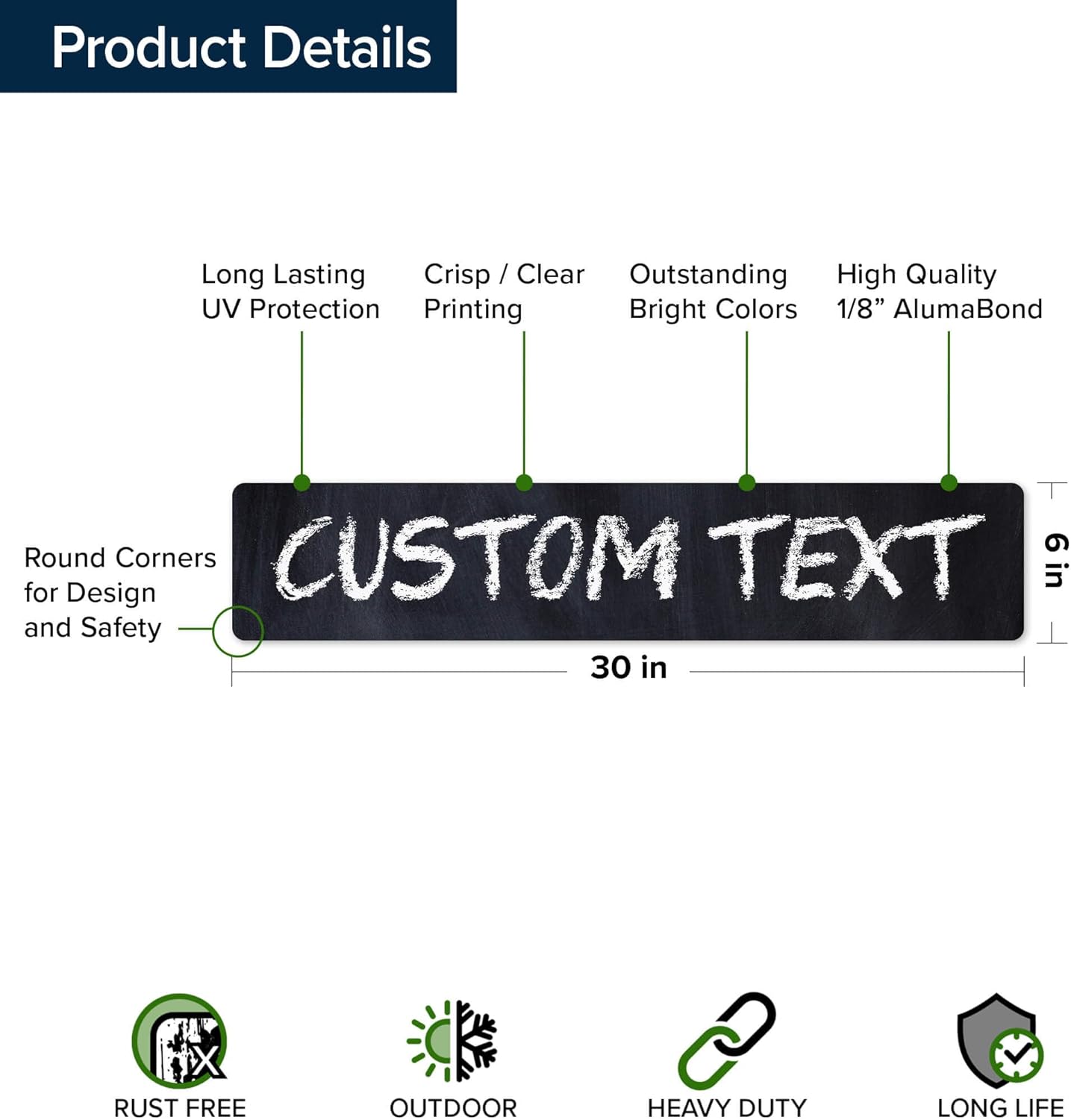 Custom Sign, Custom Street Sign, 11 Font Colors, 13 Font Styles, 4 Hole Options, 22 Sizes, 6x30 Inches, Rust Free DiBound, Fade Resistant, Made in USA by My Sign Center (Chalkboard Black)