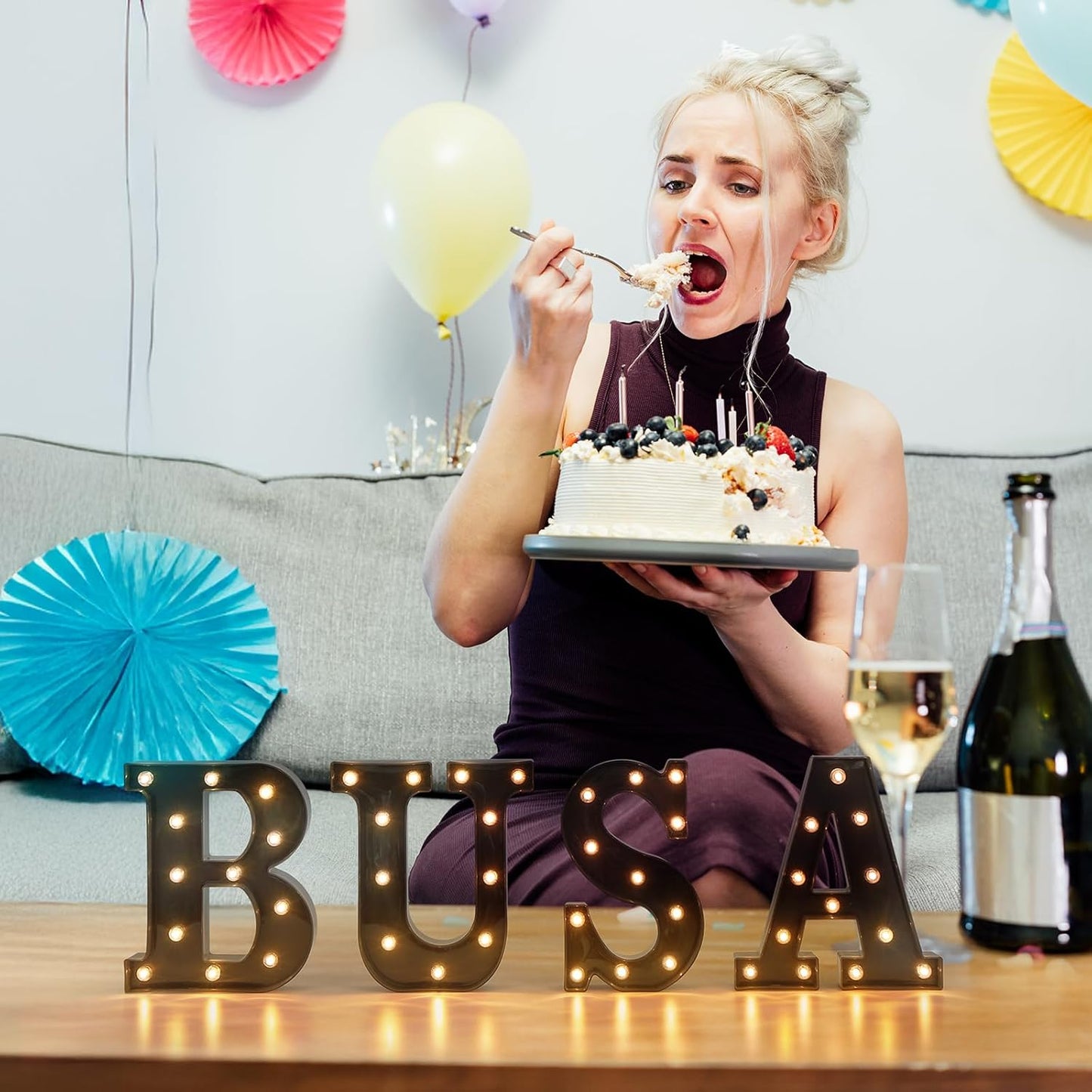 Foaky Black LED Letter Lights for Room Decor - Bedroom Wall Decor, Alphabet Lights for Home, Wedding, Party - Battery Operated (M)