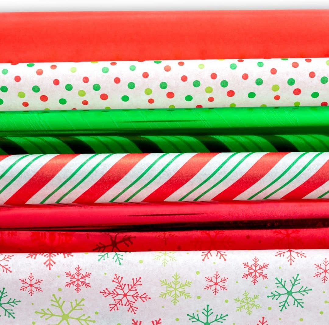 Christmas Tissue Paper for Gift Bags- 200 Sheets of Tissue Paper for Christmas Gift Wrap (20" x 20")- Assorted Festive Designs