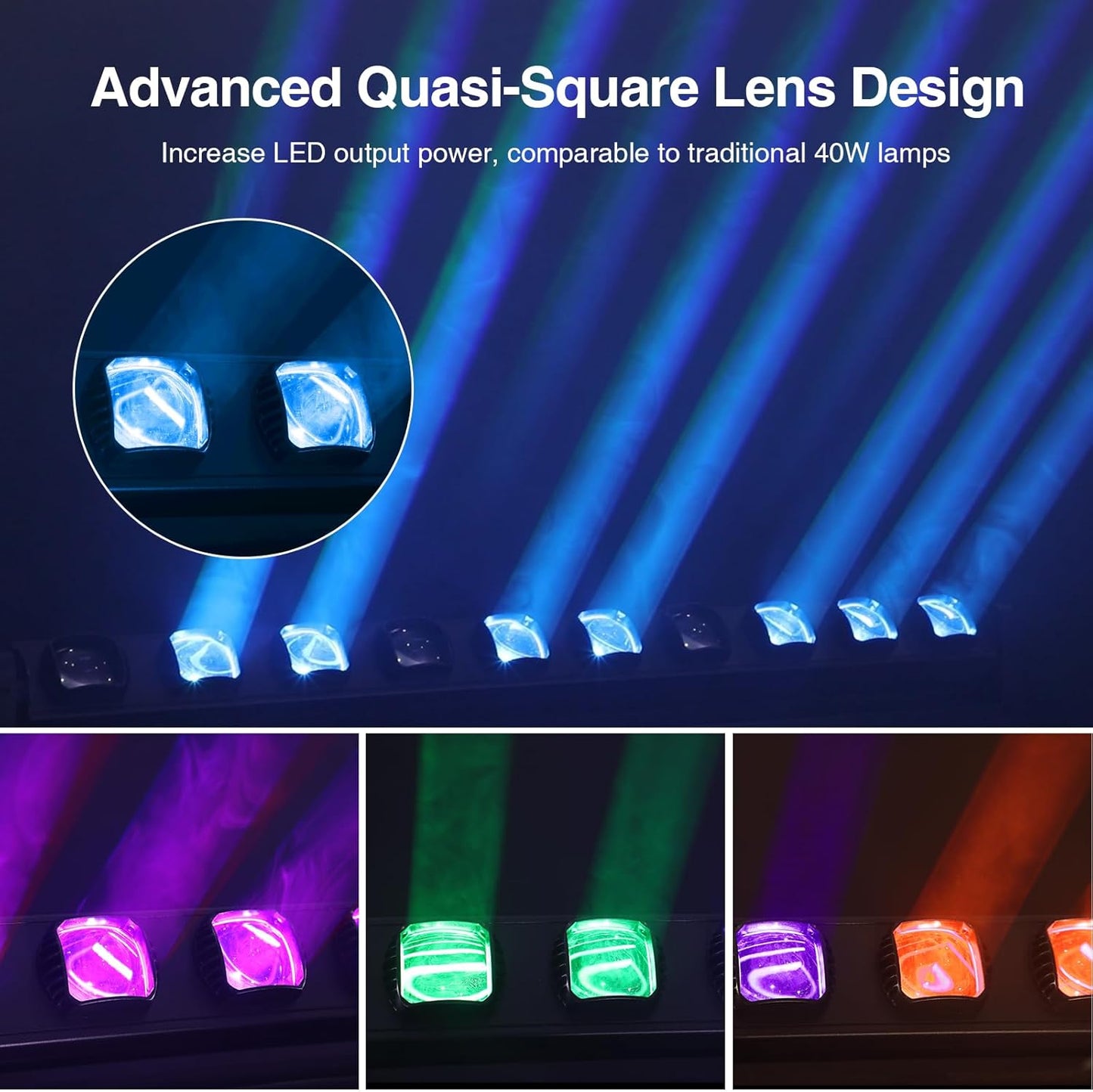 Betopper 10x15w RGBW Moving Beam LED Light Bar,10 Eye Stage Light Strobe Beam Like Spider RGBW 4IN1 DMX 512 & Sound Activated DJ Lighting for Theater KTV Club Ball Disco Event L1015(1)