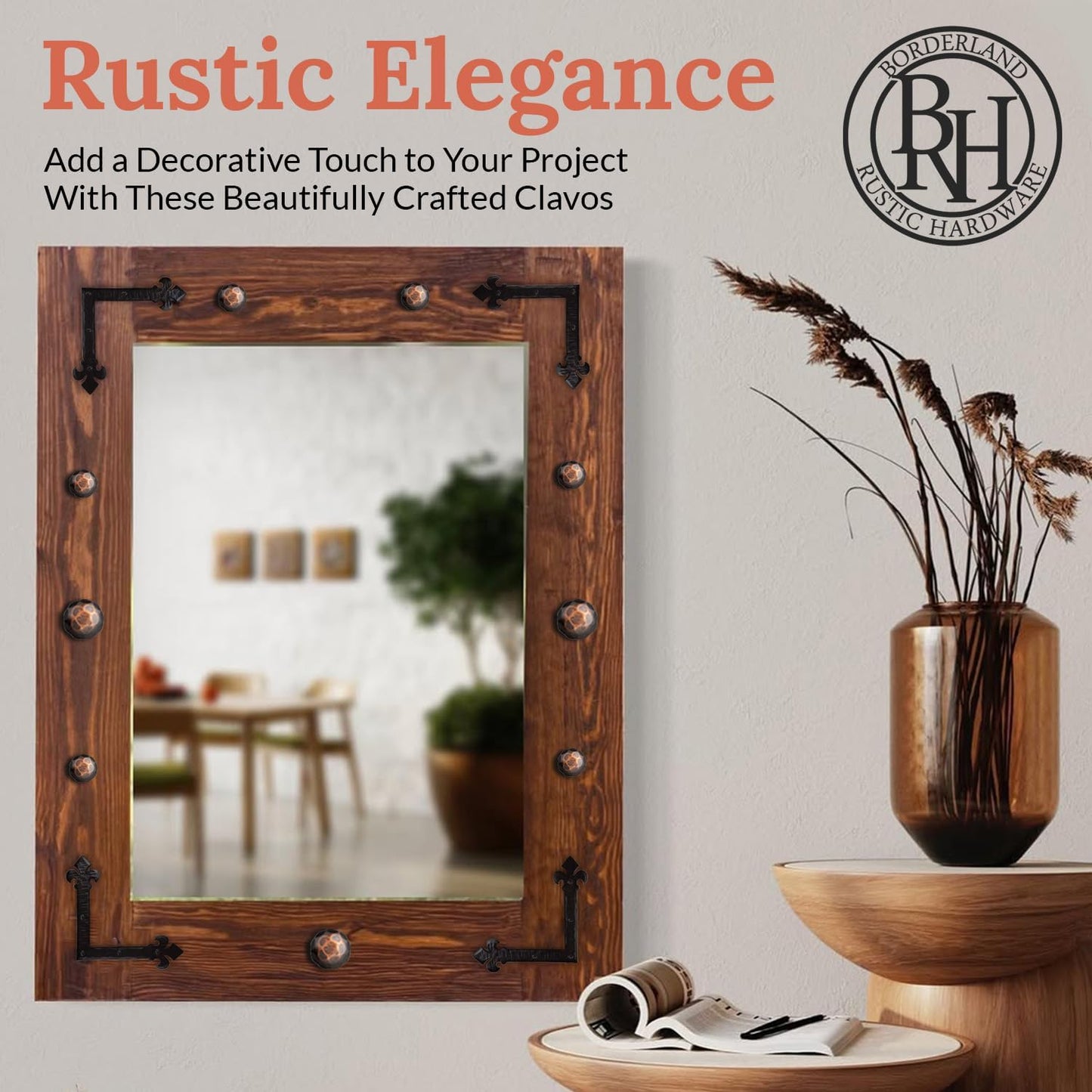 50 Pack 0.75" Round Head Iron Clavos Decorative Nails – Oil Rubbed Bronze – Handmade Rustic Round Fasteners for Farmhouse Shutters, Faux Wood, Barn Doors, Shutters, Gates – Ornamental Wood Accent