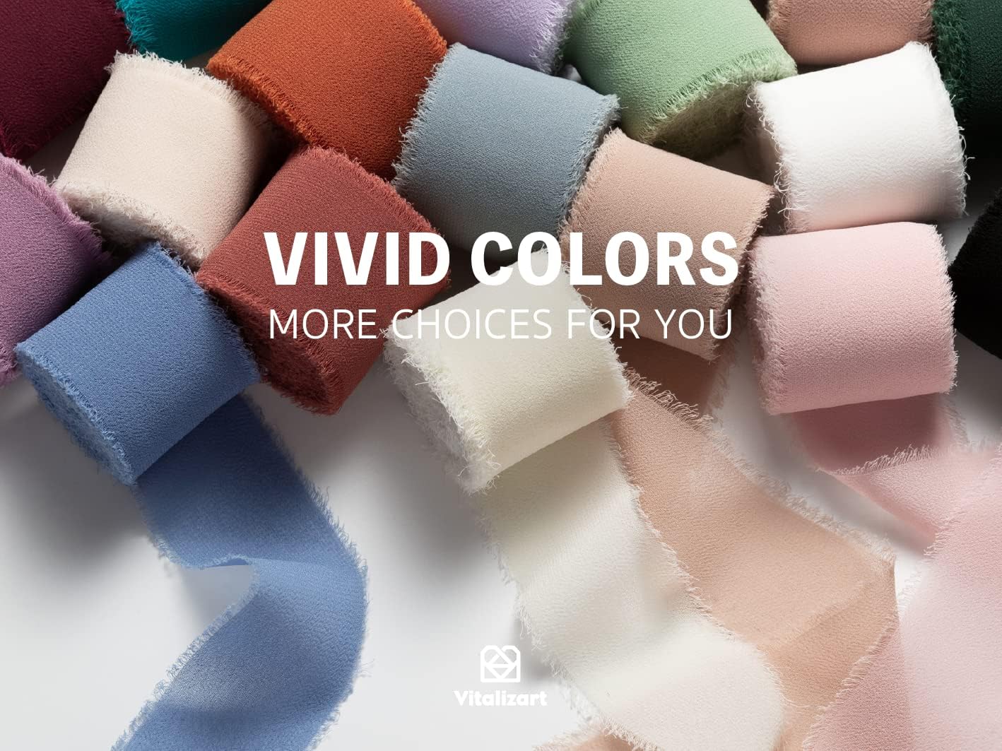 Vitalizart Blue Handmade Chiffon Silk Ribbon Fringe 1.5" x 21 Yd Dusty & Baby Blue Frayed Edges Ribbons for Wedding Invitations Bridal Bouquets Gifts Wrapping Crafts Holiday Party Decorations