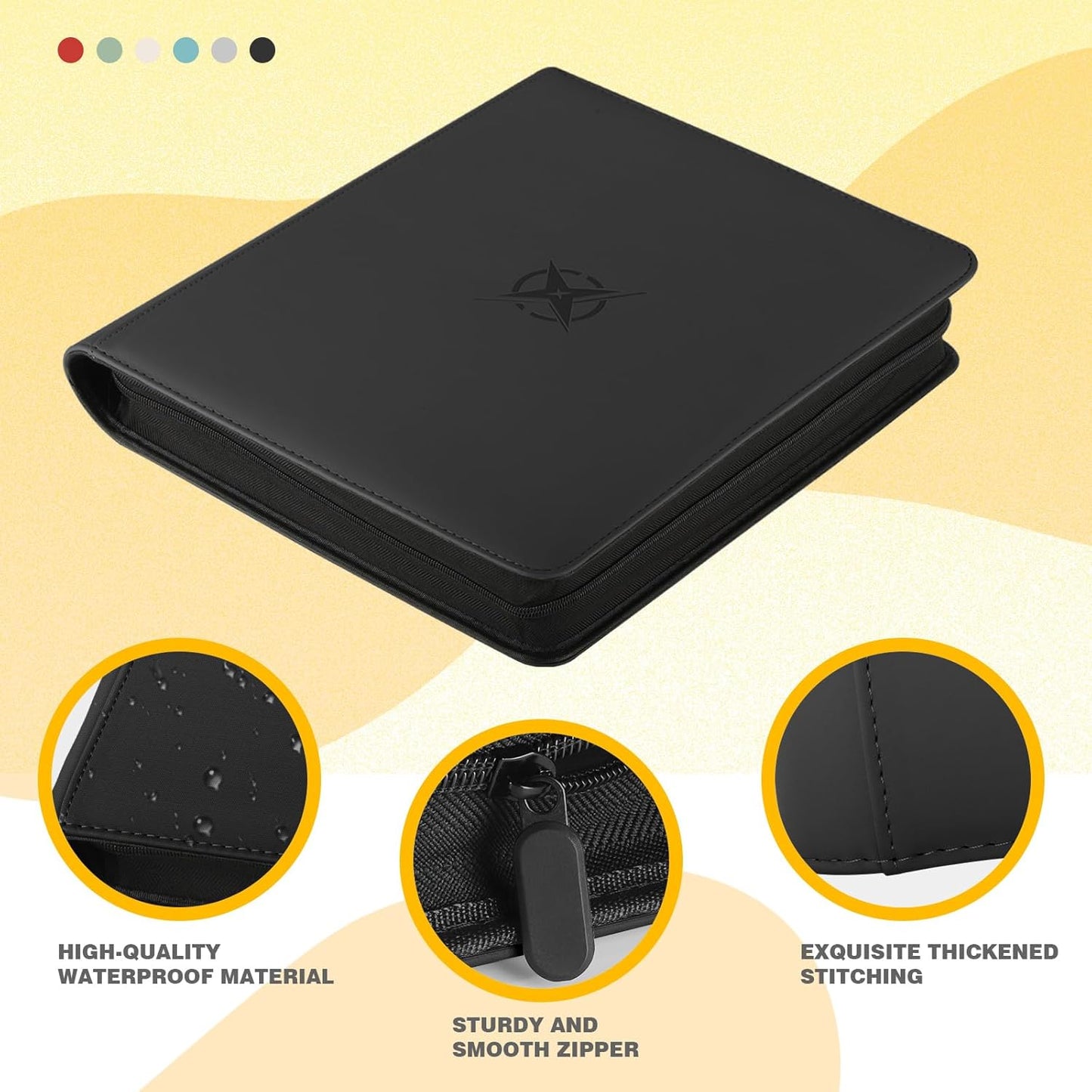 20-Pocket Card Binder, Trading Card Binder Holds 2000 Cards, Premium Zippered Trading Card Album Compatible with TCG, Game & Sports Cards (Black)