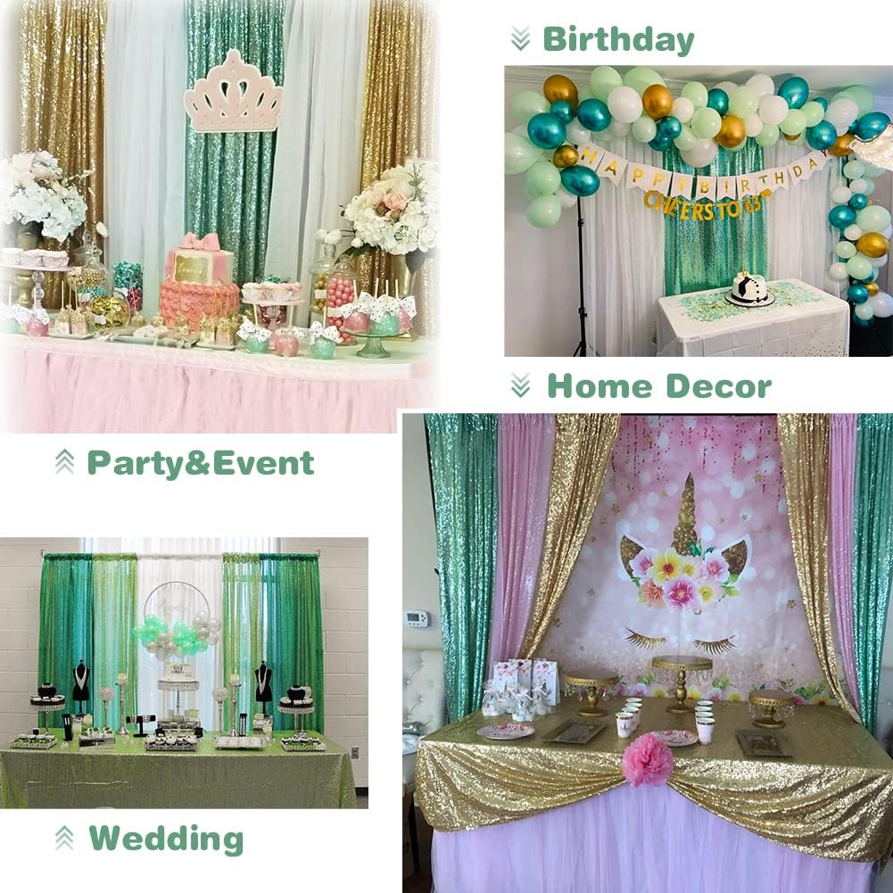 Eternal Beauty Mint Green Sequin Backdrop, 6x6 Ft Glitter Background Curtains for Shimmer Photography Party Wedding Birthday Back Drop Decor