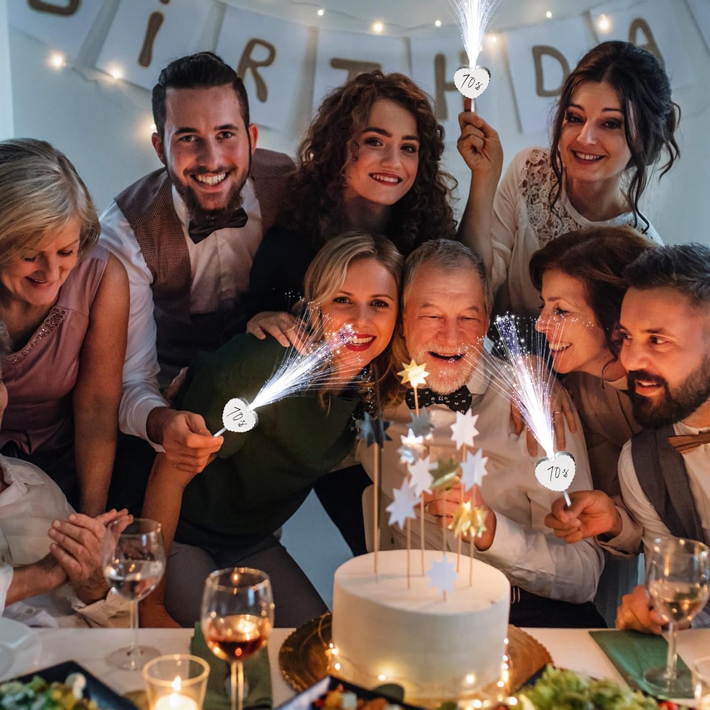 50 Pcs Wedding Sparklers Heart Shaped LED Glow Sticks Fiber Optic Wands Light up Wand with 3 Light Mode for Wedding Bridal Shower Birthday Glow in The Dark Party Supplies (White)