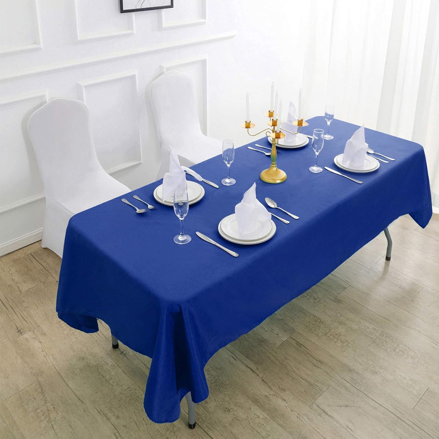 Rectangle Tablecloth 90x156 inch Washable Polyester Fabric Table Cloth for Wedding Party Dining Banquet Decoration(90x156, Royal Blue)