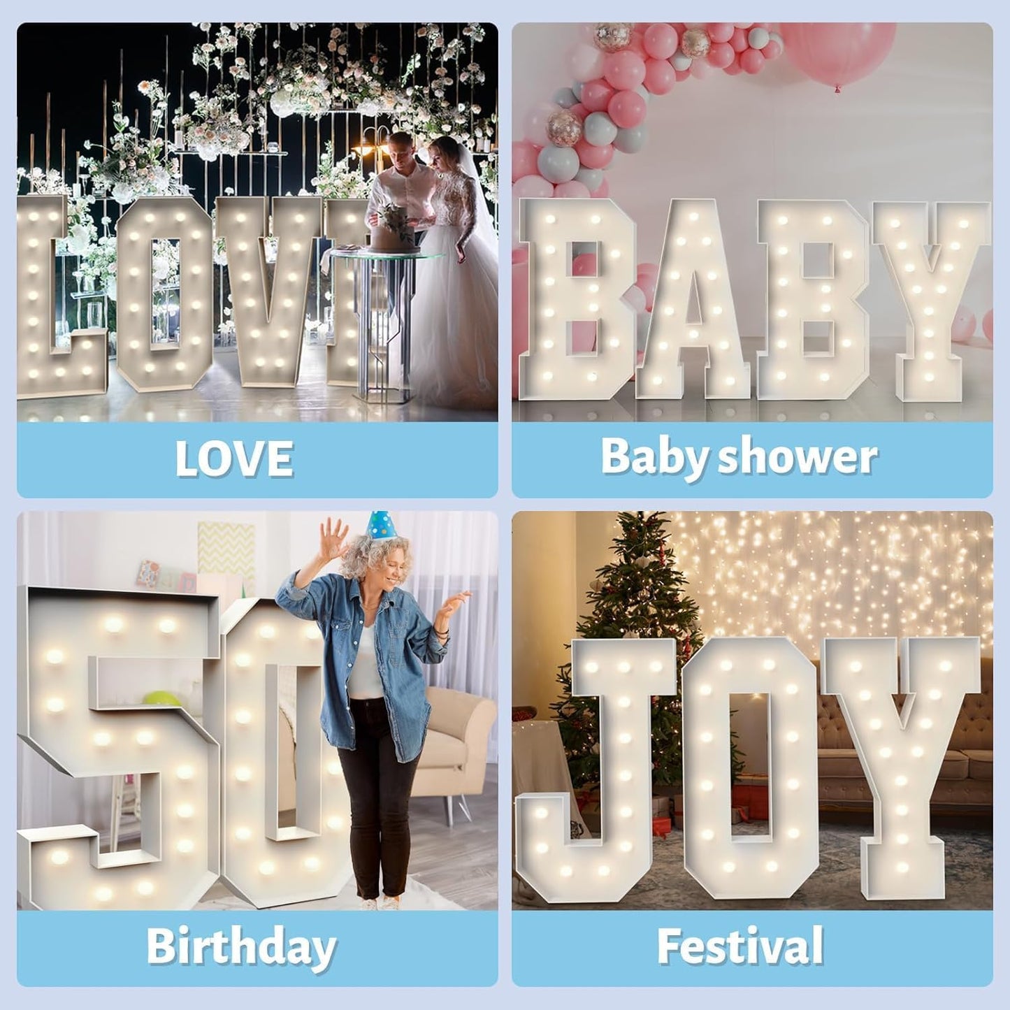 4FT Marquee Light Up Numbers 7,Party Decoration Large Marquee Light Up Letters with Weighted Water Bag,Pre-cut Foam Board Set Can Be Used for Birthdays,Weddings,Baby Anniversaries