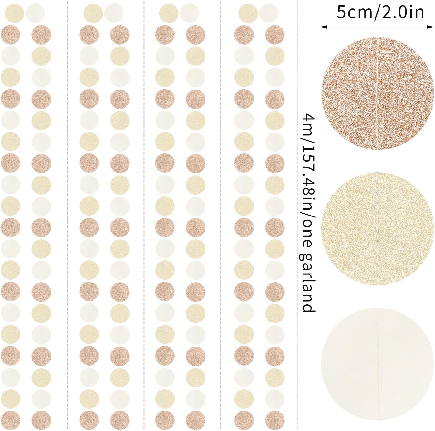 Boho Champagne-Gold Party-Decorations Streamers-Garland - 52ft Fall Rustic Birthday Hanging Paper Banner,Autumn Baby Bridal Showe Neutral Wedding Bachelorette Decor Hugfond