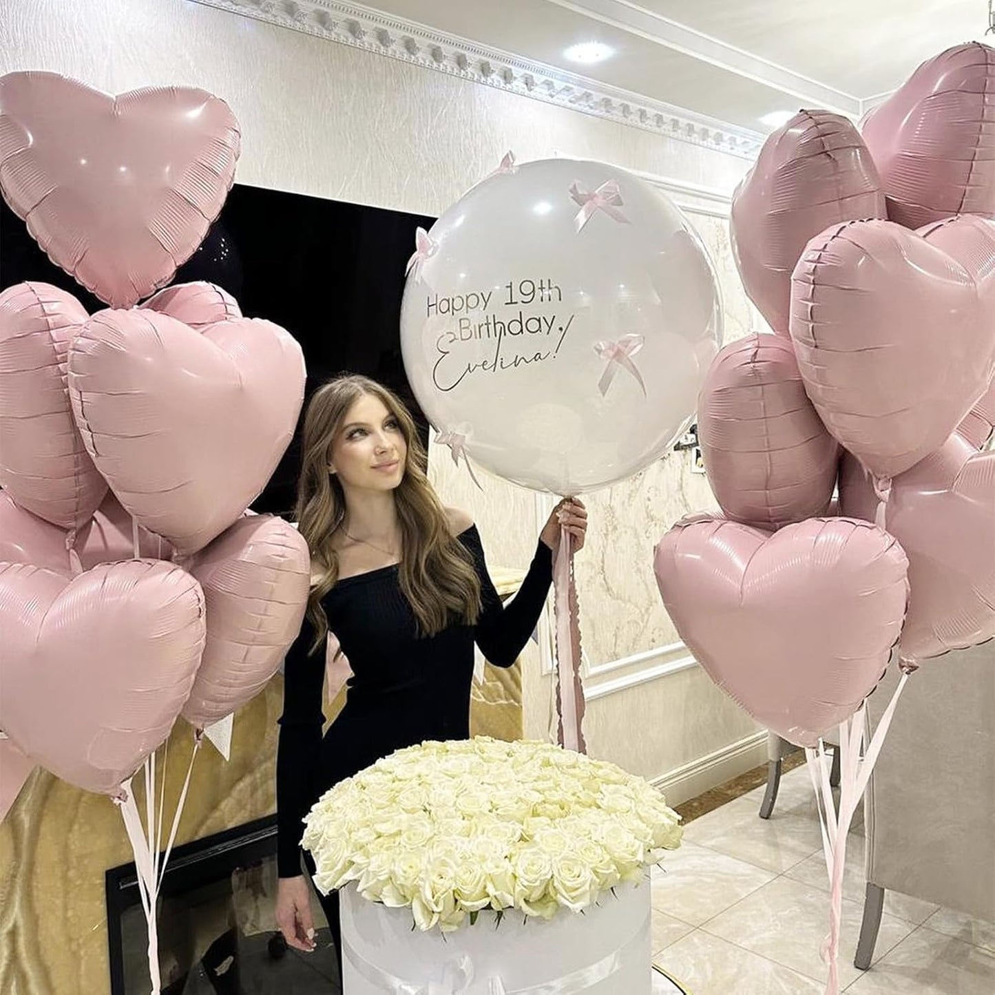 Baby Pink Heart Balloons,12Pcs Pink Heart Shaped Foil Balloons,18Inch Pastel Pink Helium Polyester Film Balloon for Baby Shower Birthday Anniversary Wedding Party Decorations