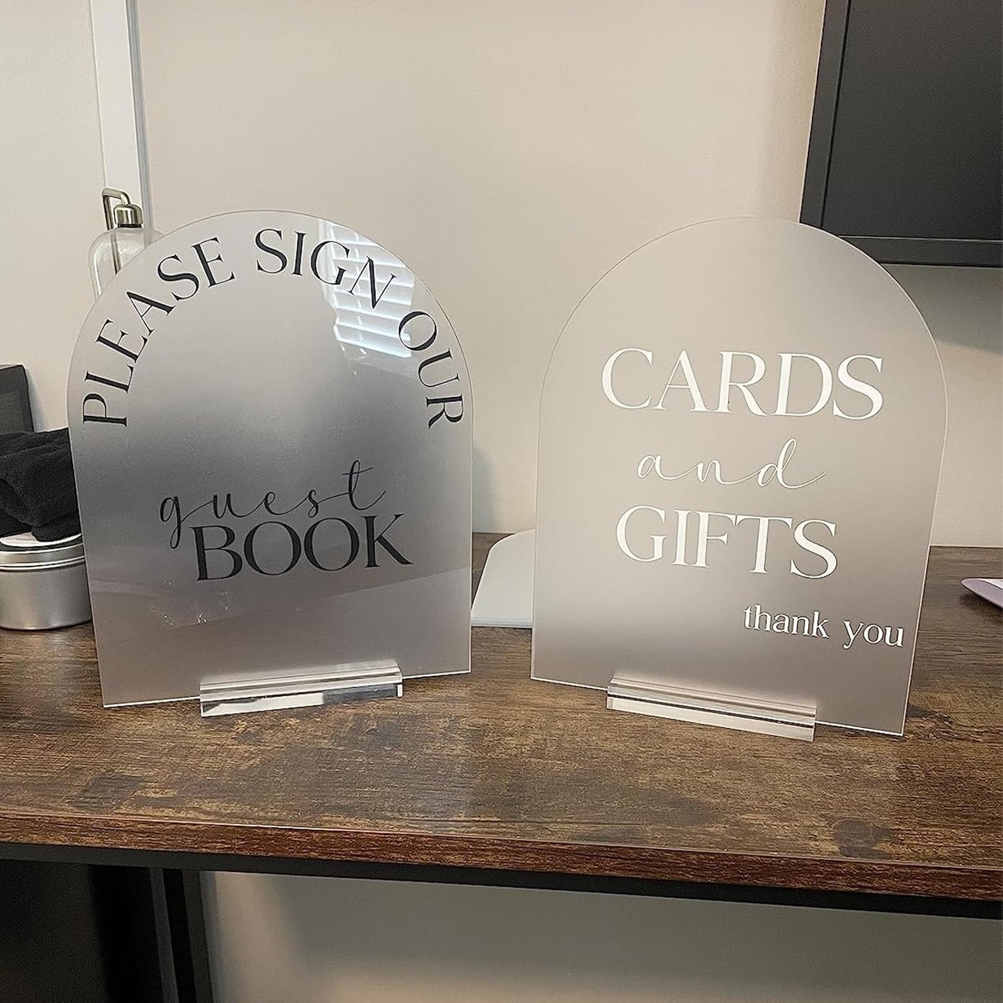 6 Pack 8x10 Inch Frosted Arch Acrylic Sign with Stands, Frosted Table Signs, Arched Round Top Acrylic Sheet, DIY Arch Signs Blank for Wedding Table Number Menu Bar List Sign