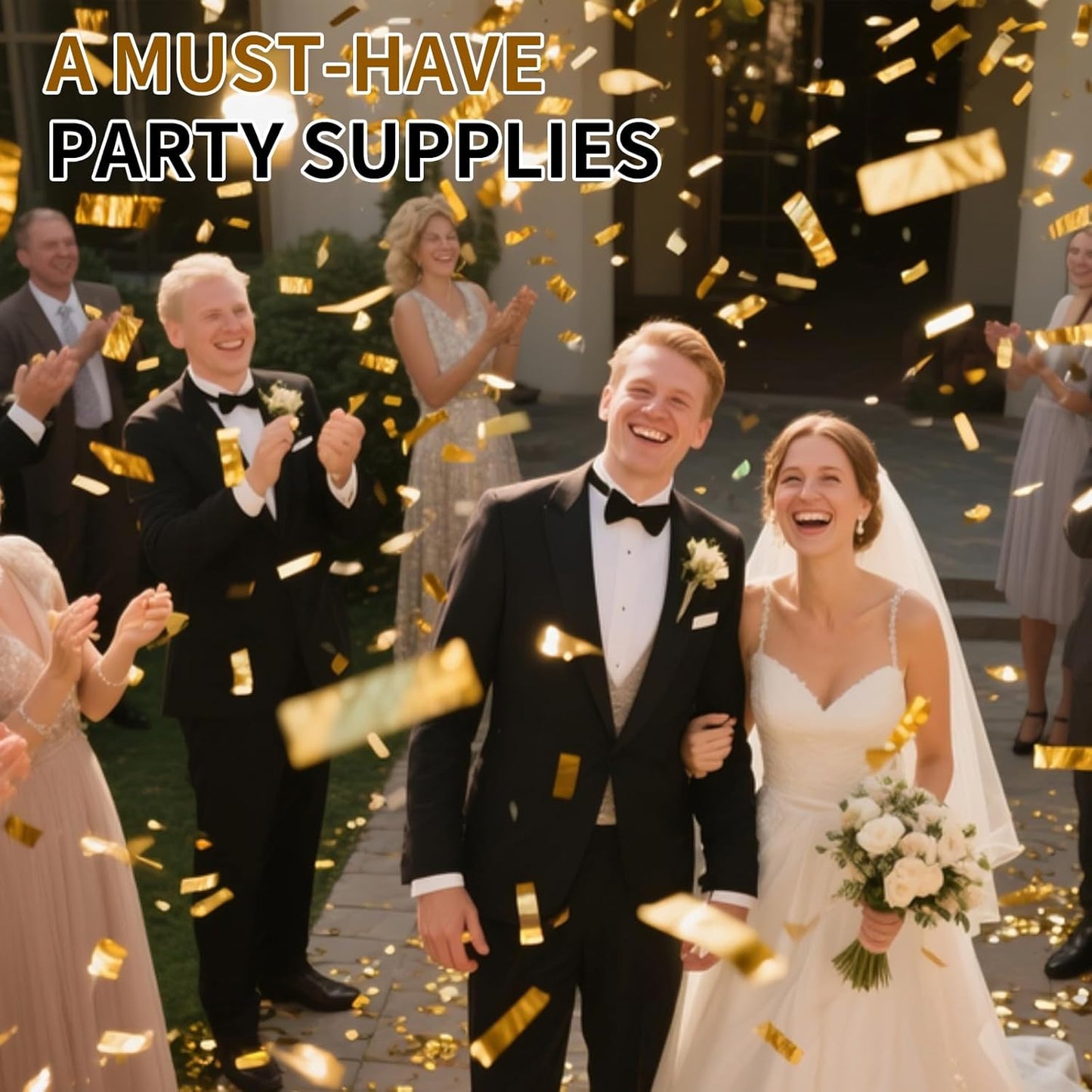 Gold Confetti Poppers Cannon, 6 Pack WERISE PARTY Gold Mylar Party Popper Shooter for Birthday, Wedding, Graduation New Year Celebration 12IN