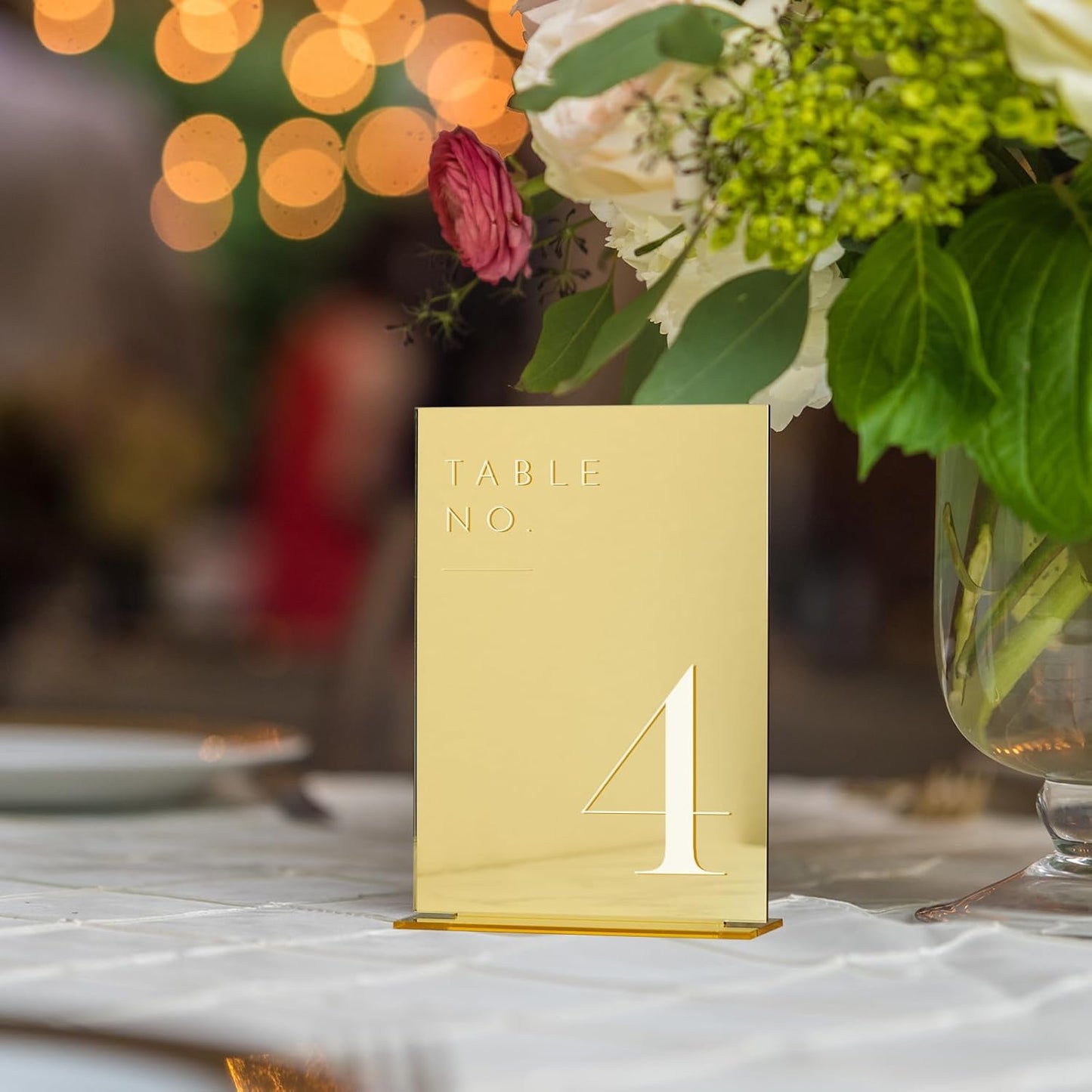 JINMURY Gold Wedding Table Numbers 1-30 with Stands, 5"x7" Gold Mirror Acrylic Table Numbers, Perfect for Wedding Reception, Party, Anniversary, Event