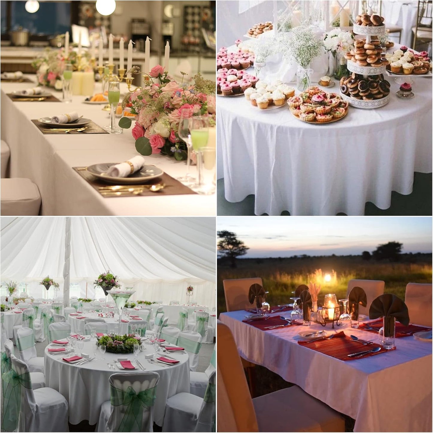 Fokitut 2 Pack Waterproof Round Tablecloth, 108 Inch, Stain Resistant and Wrinkle Polyester Table Cloth, Fabric Table Cover for Kitchen Dining, Wedding, Party, Holiday Dinner-Blue Mist