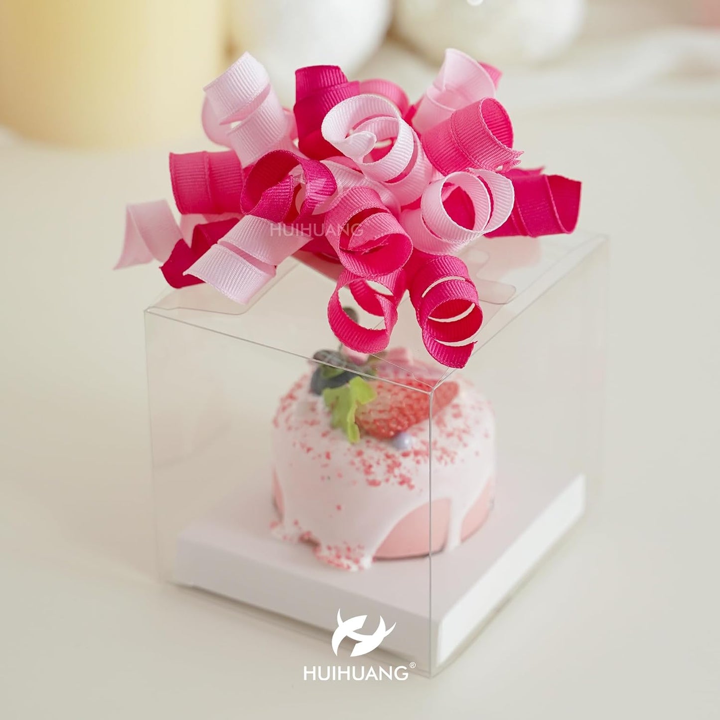 HUIHUANG Pink Bows for Gift Wrapping Self Adhesive Curly Gift Bows Fushcia/Pink/Hot Pink Bows for Presents, Birthday, Wedding Baby Shower Party Favors, Treat Bags- 6 Counts