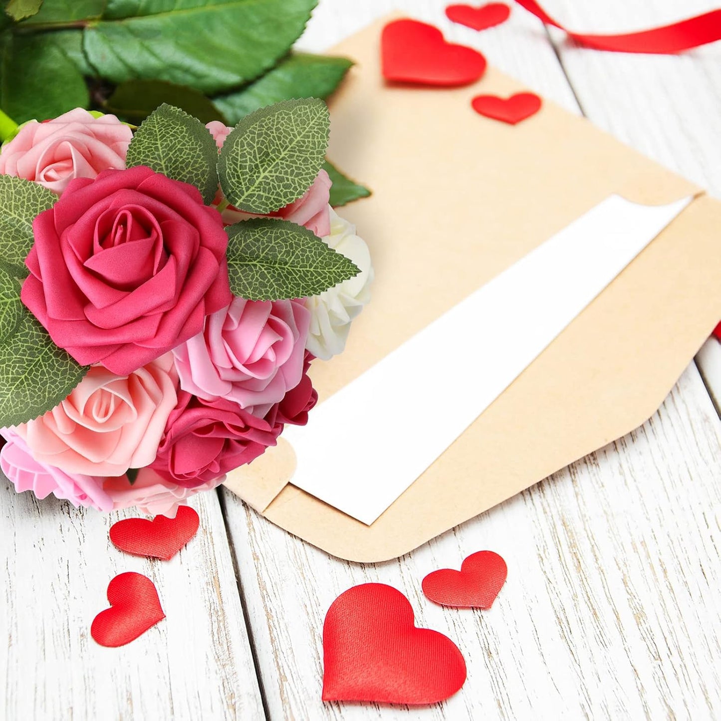 AmyHomie Artificial Flower Seriesa Red Rose 25pcs Real Looking Fake Roses w/Stem for DIY Wedding Bouquets Centerpieces Arrangements Party Baby Shower Home Decorations