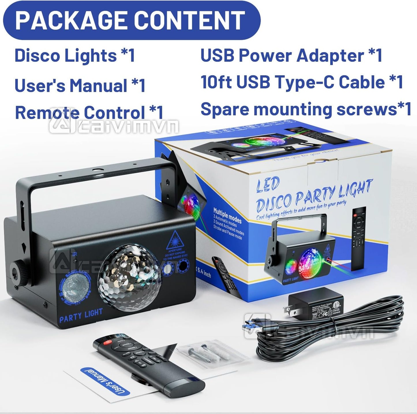 Party Lights, Disco Light Dj Disco Ball LED Sound Activated Stage Lights with Remote Control for Parties Bar Club Pub Christmas Birthday Wedding Holiday Dance Xmas Decorations