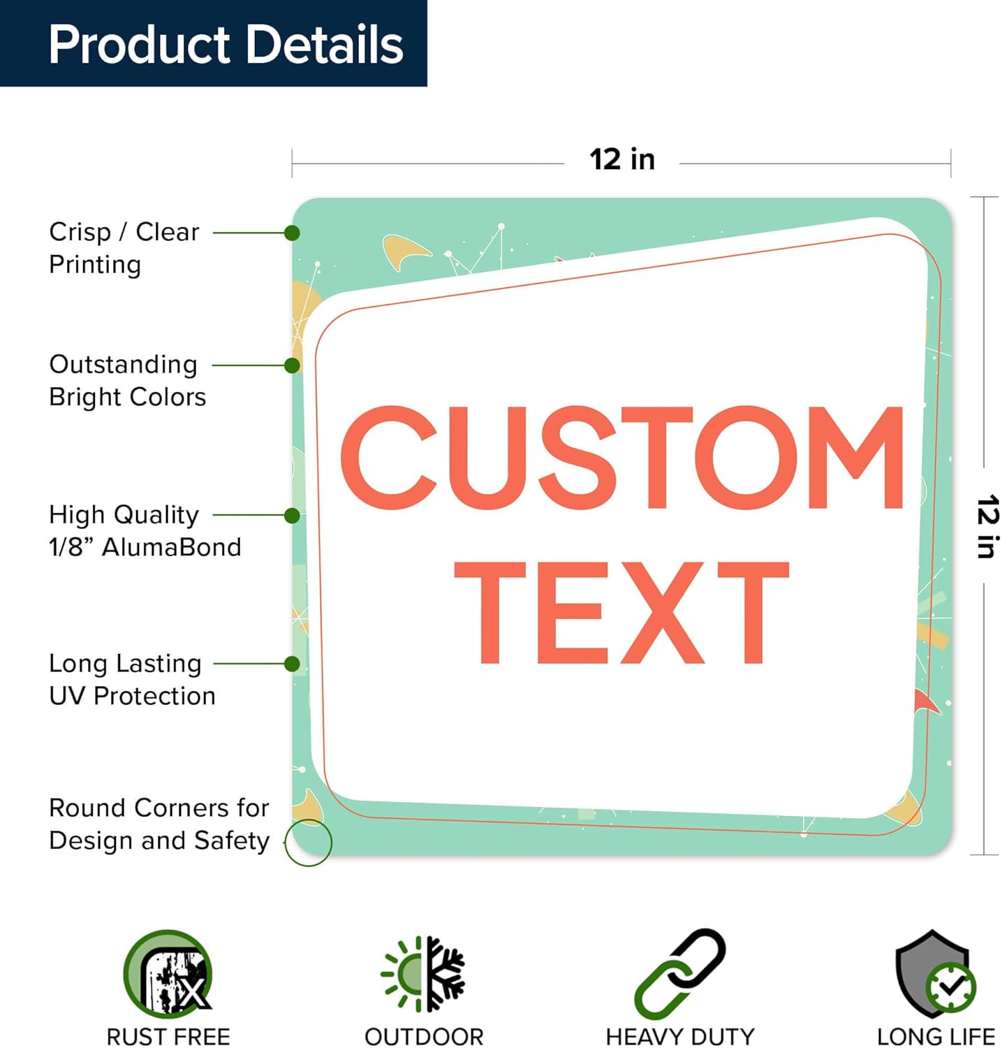 Custom Sign, Custom Street Sign, 11 Font Colors, 13 Font Styles, 4 Hole Options, 22 Sizes, 12x12 Inches, Rust Free DiBound, Fade Resistant, Made in USA by My Sign Center (Mid-Century Modern 2)