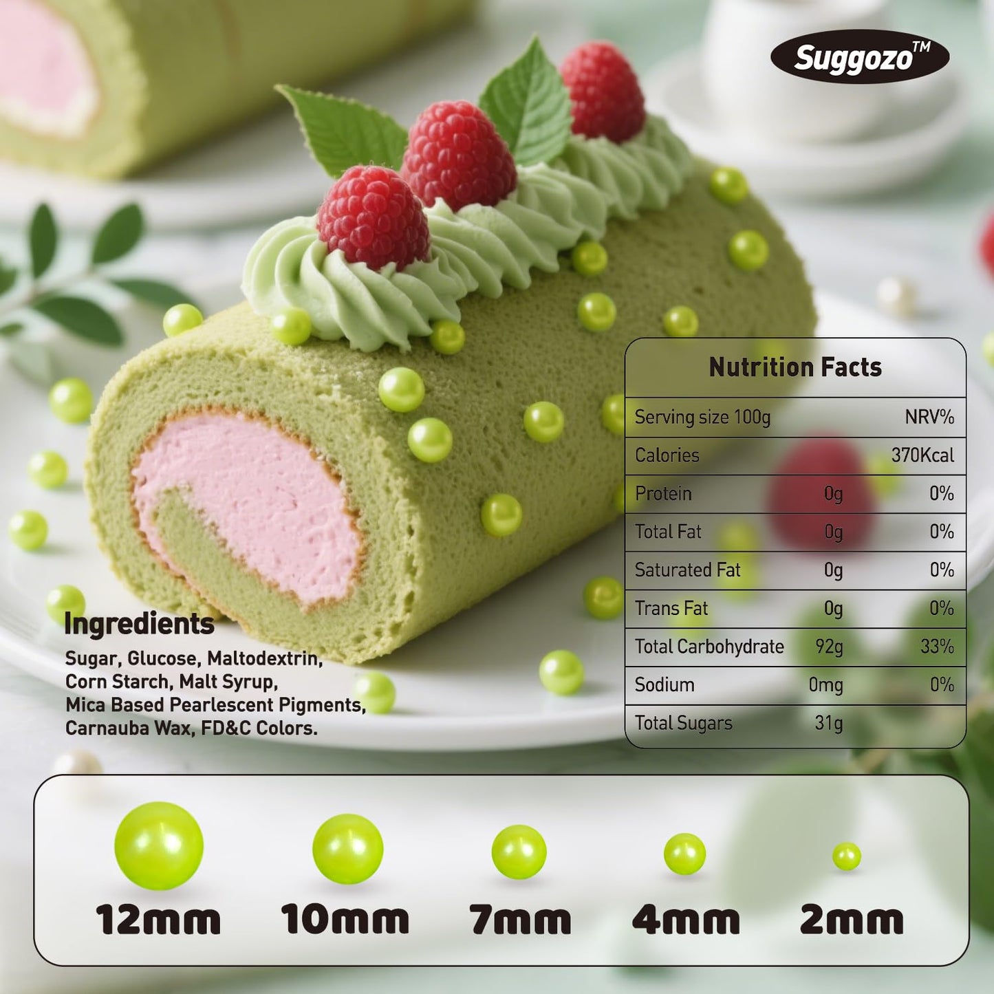 Edible Green Pearl Sprinkles, Sugar Pearls for Cake Decorating, 180g/6.35oz, Cupcake Toppers, Baking Cake Decorations, Cookie Decoration, Wedding Party Chirstmas Halloween Supplies