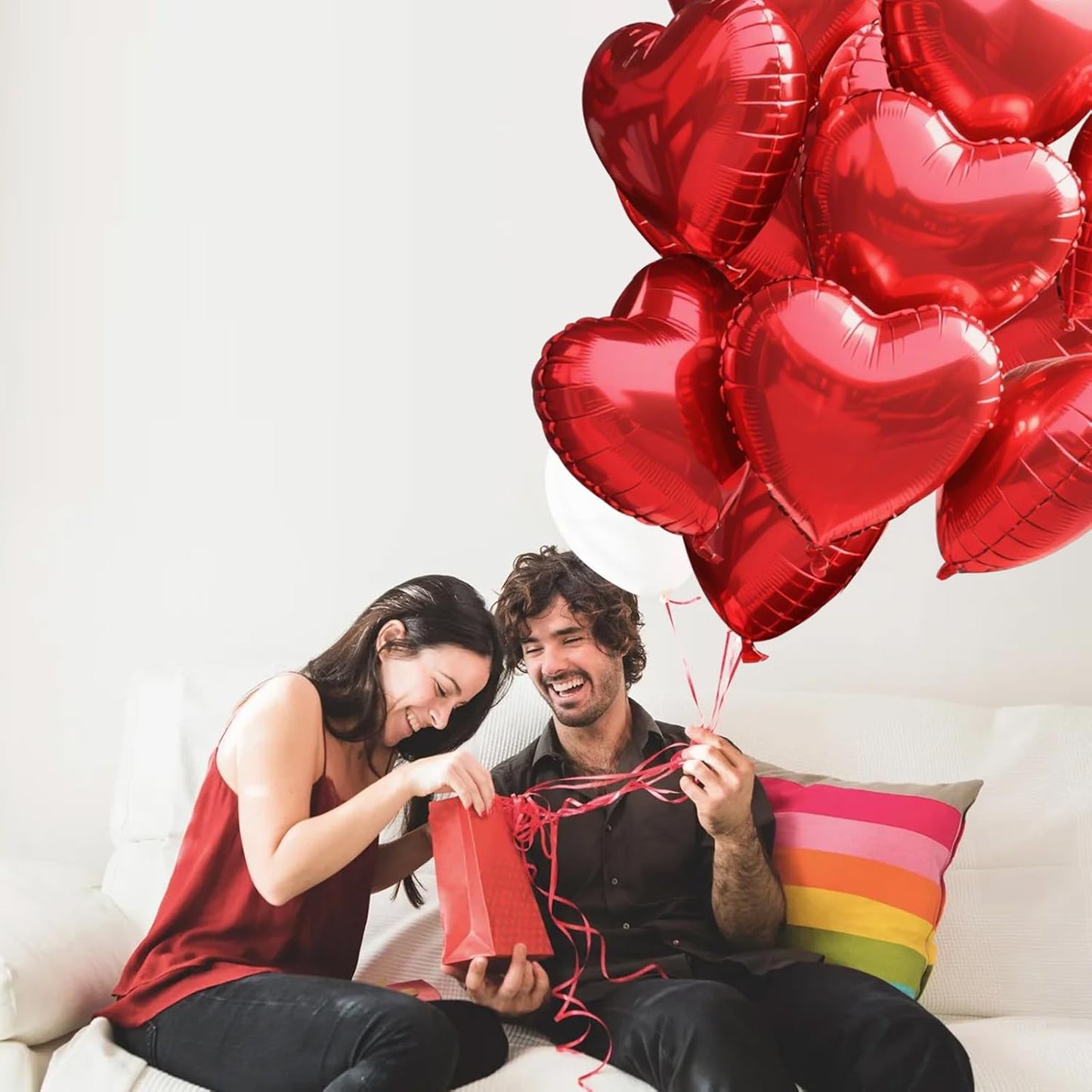 TONIFUL 15Pcs 18 Inch Red Heart Balloons Valentine’s Day Heart Shape Foil Mylar Balloons Decoration for Romantic Valentine's Day Wedding Bridal Shower Anniversary Engagement Party Supplies