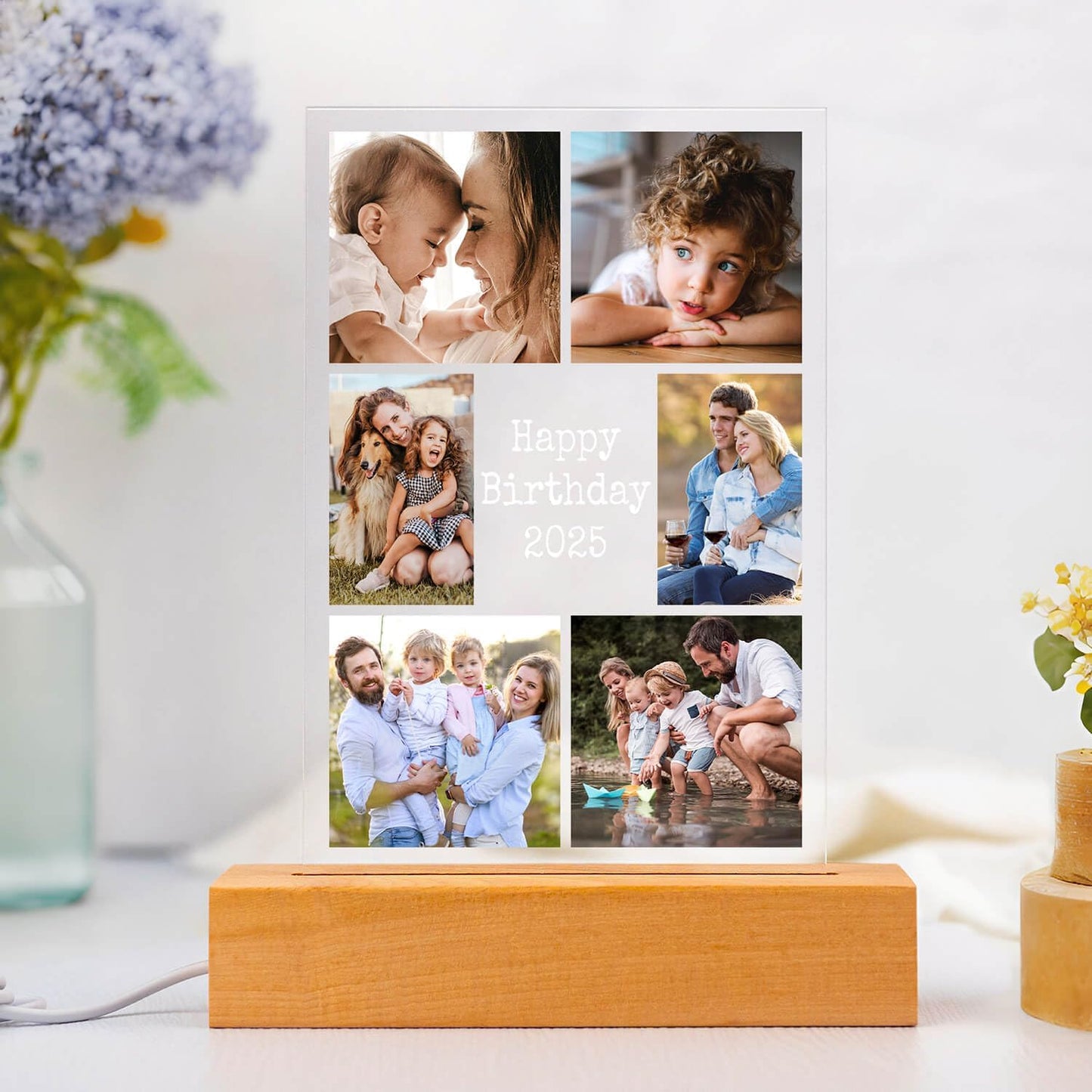 Custom Picture Frames with Photo, Personalized Photo Frame with Night Light, Customized Picture Frame, Personalized Anniversary Birthday Gifts for Women, Men, Her, Him, Mom, Dad, Family, Friend